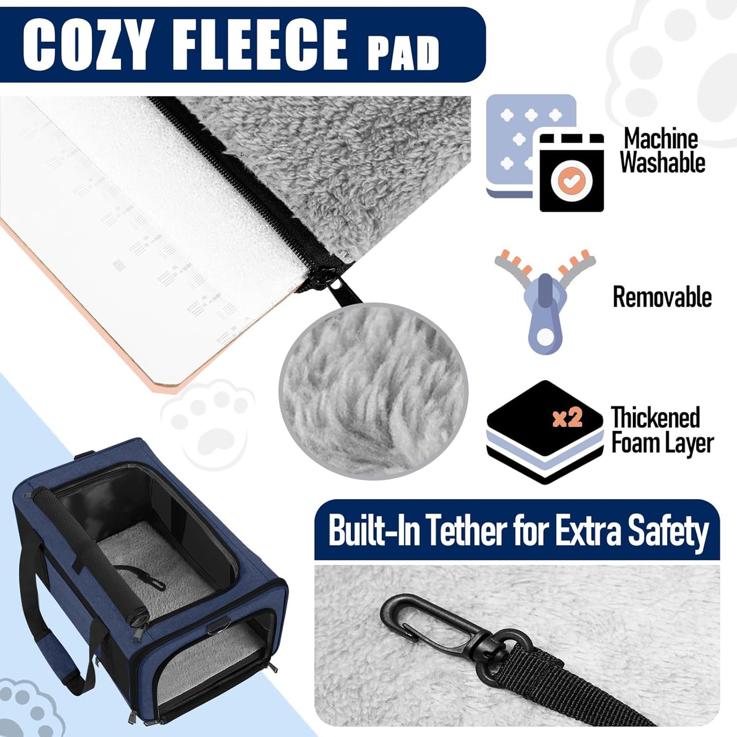 Dog Carrier Soft/Cat Crates Large Cat 20 to 25 pounds/Softsided Pet Car Travel Carry Bag 15 Pound Puppy/Top Open Transport Kennel Navy