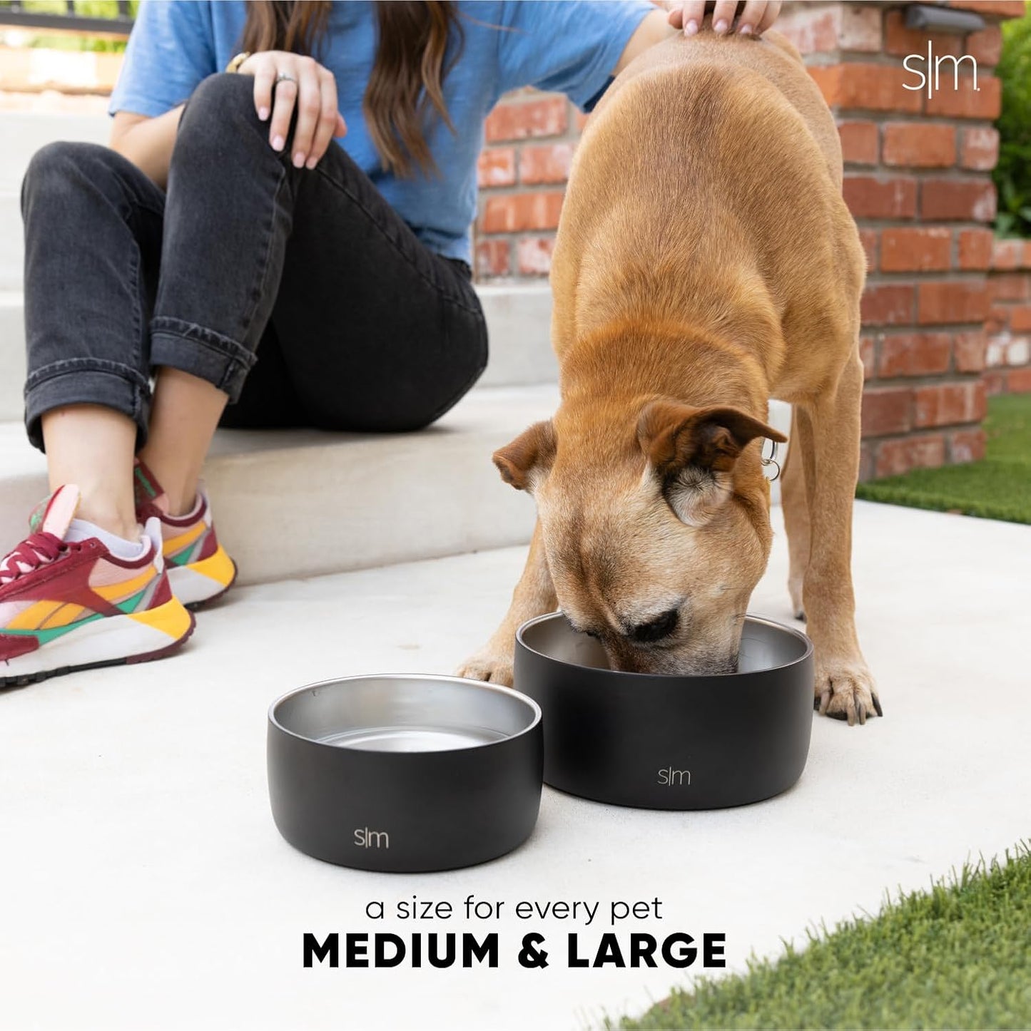 Simple Modern Stainless Steel Pet Water Bowl for Dogs & Cats | Reusable Insulated Stainless Steel Food Bowls for Dog Cat | No Tip No Slip BPA Free | Bentley Collection | Medium (32oz) | Winter White