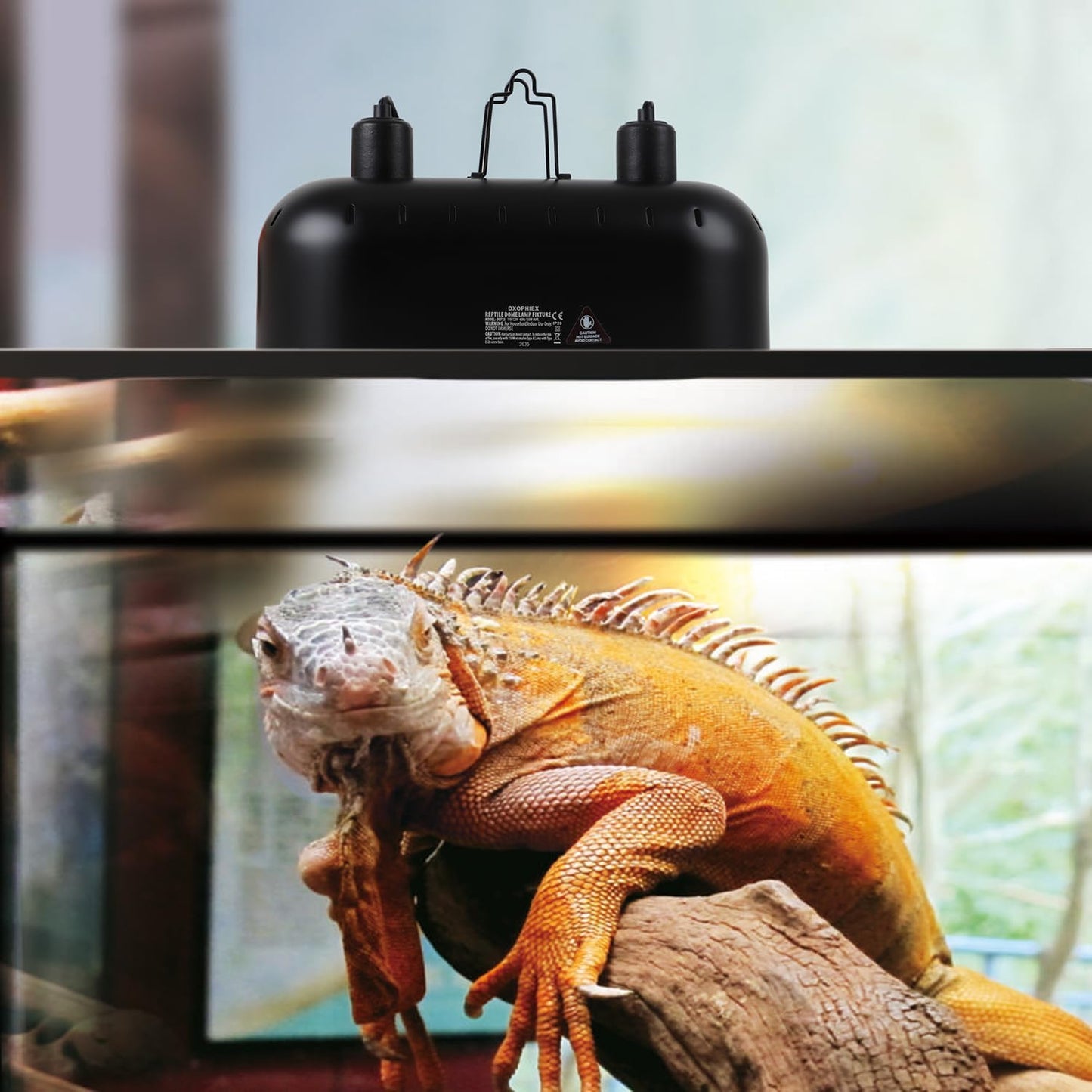 DXOPHIEX 15inch Dual Reptile Light Fixture, Max 150W Dual Reptile Heat Lamp Fixture with 100W Basking Spot Lamp Bulb and 26W UVB Heat Bulb for Bearded Dragon Terrarium and Tortoise Habitat