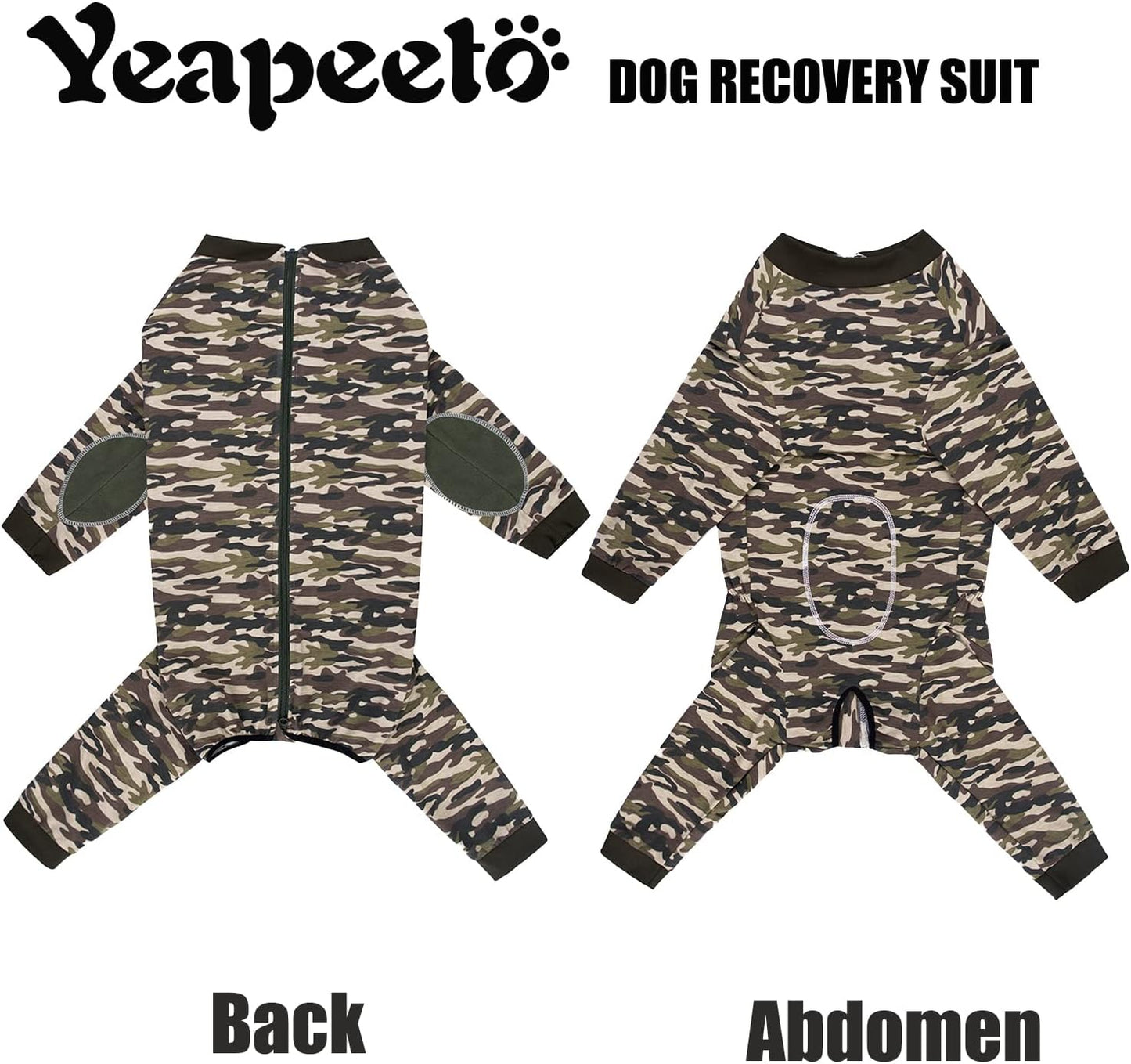 Yeapeeto Dog Onesie Surgery Recovery Suit for Large Medium Bodysuit Dogs Pajamas PJS Full Body for Shedding, Prevent Licking, Wound Protection, Cone Alternative (2XL, Camo)