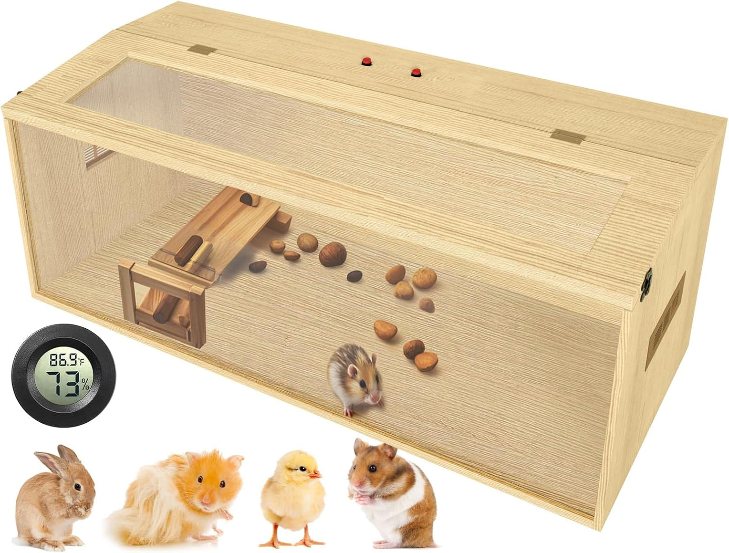 Large Hamster Cage 48", Top Opening Lockable Roof, Gerbil Cage with Ventilation Window, Dwarf Hamster Cages and Habitats, Chewproof Syrian Hamster Habitat Enclosure, (Wooden, 48" L x 20" W x 20" H)