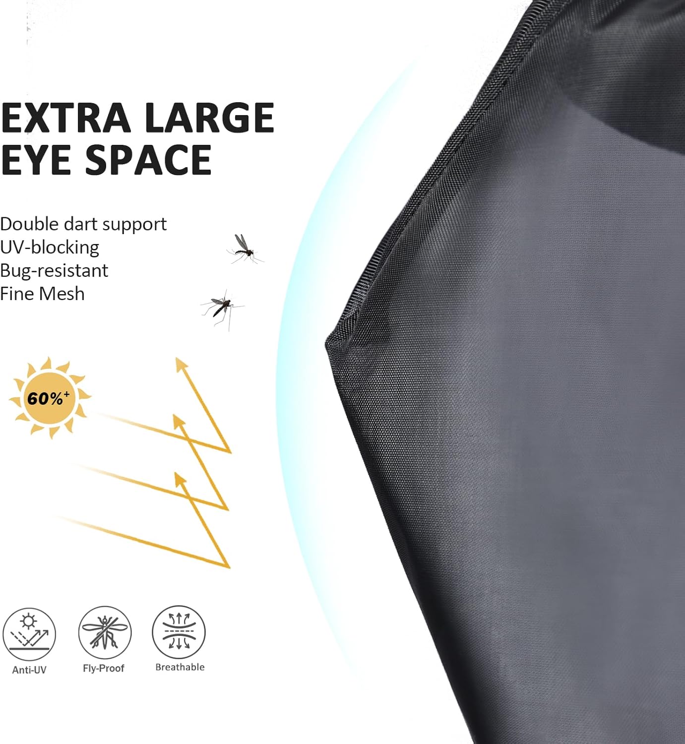 Harrison Howard Pro Luminous Horse Fly Mask Large Eye Space Half Face with Ears UV Protection for Horse Coral Orange/Navy L