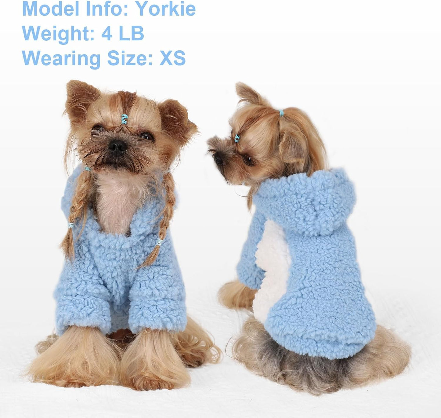 YIKEYO Dog Hoodie Pet Clothes Sweater with Hat Soft and Warm Cold Weather for Small Patchwork Hood(Blue, Medium)