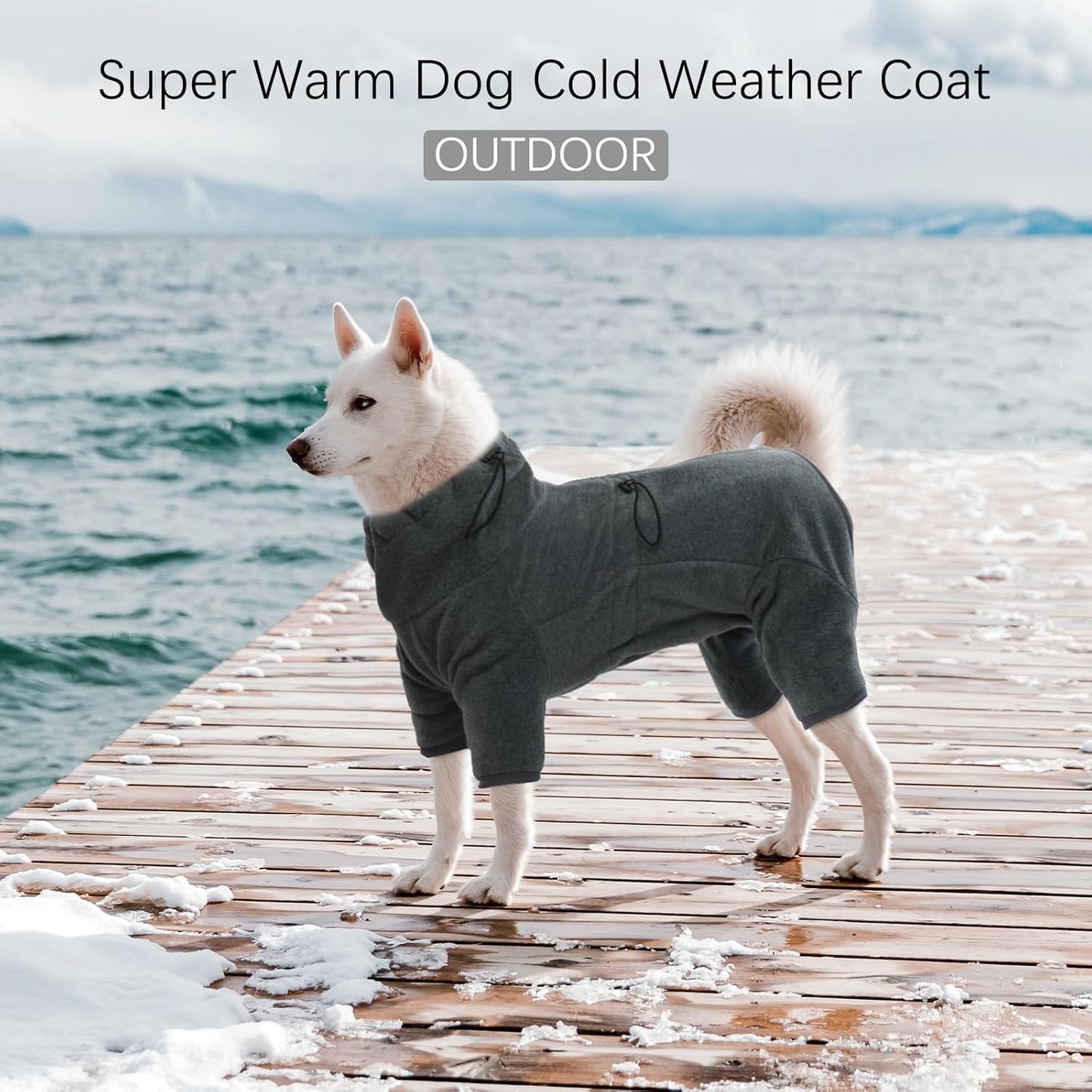 ROZKITCH Dog Coats with Legs, Pet Windproof Warm Cold Weather Jacket Vest Cozy Jumpsuit Apparel Outfit Clothes for Large Giant Dog Walking Hiking Sleep Grey 3XL