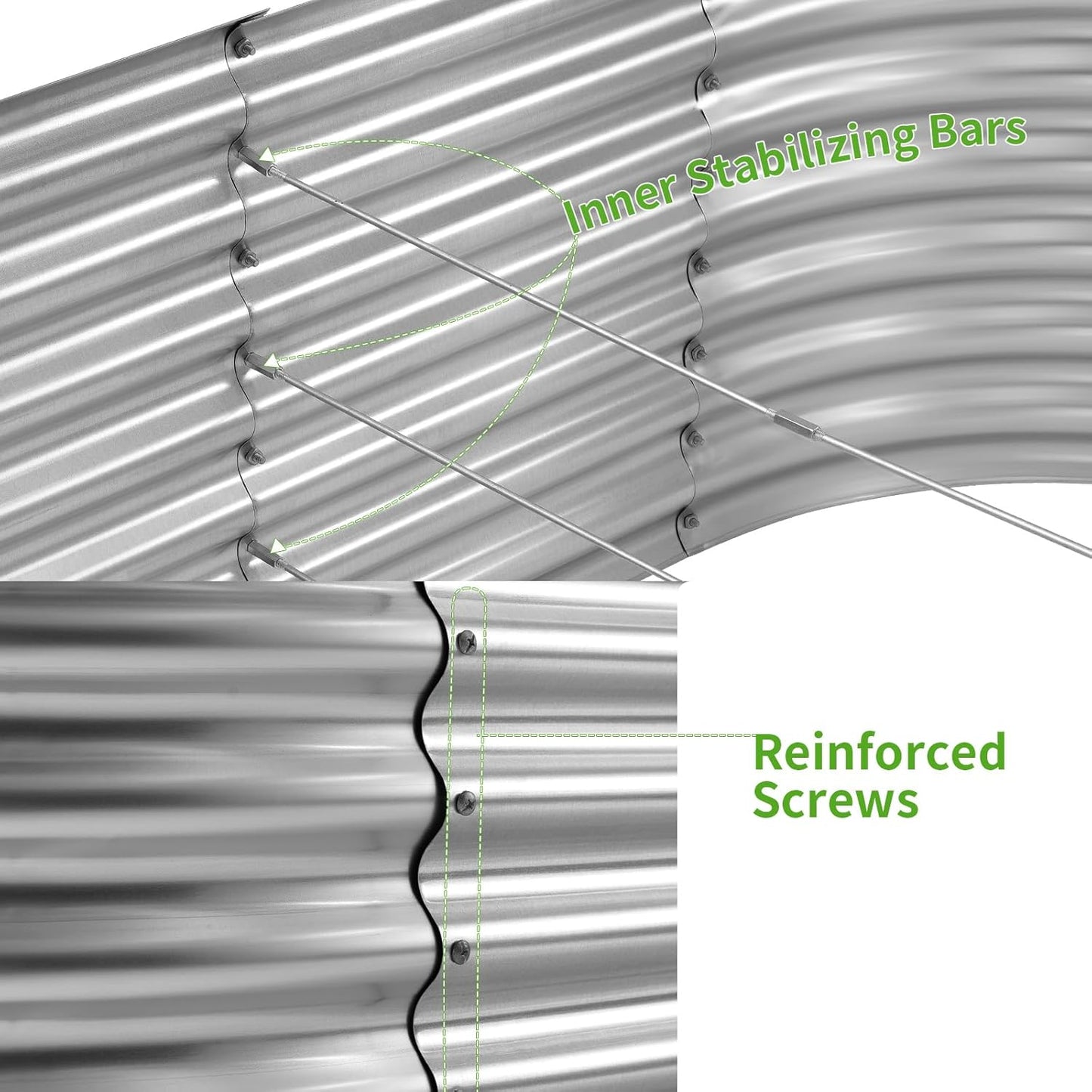 Land Guard 6x3x1.5ft Galvanized Raised Garden Bed Kit, Metal Planter Boxes Outdoor, Oval Metal Raised Garden Bed for Vegetables, Flowers (Silver)