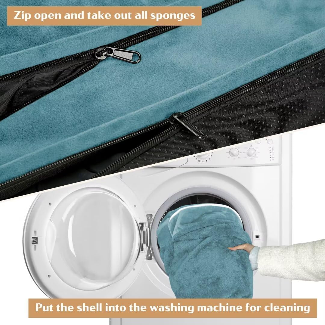 Comfort Expression Jumbo Breed Dog Bed, Orthopedic Beds for Extra Large Dogs, Waterproof Dog Bed, PV Washable Dogs Sofa Beds with Removable Cover & Non-Slip Bottom(Jumbo,Washed Blue)