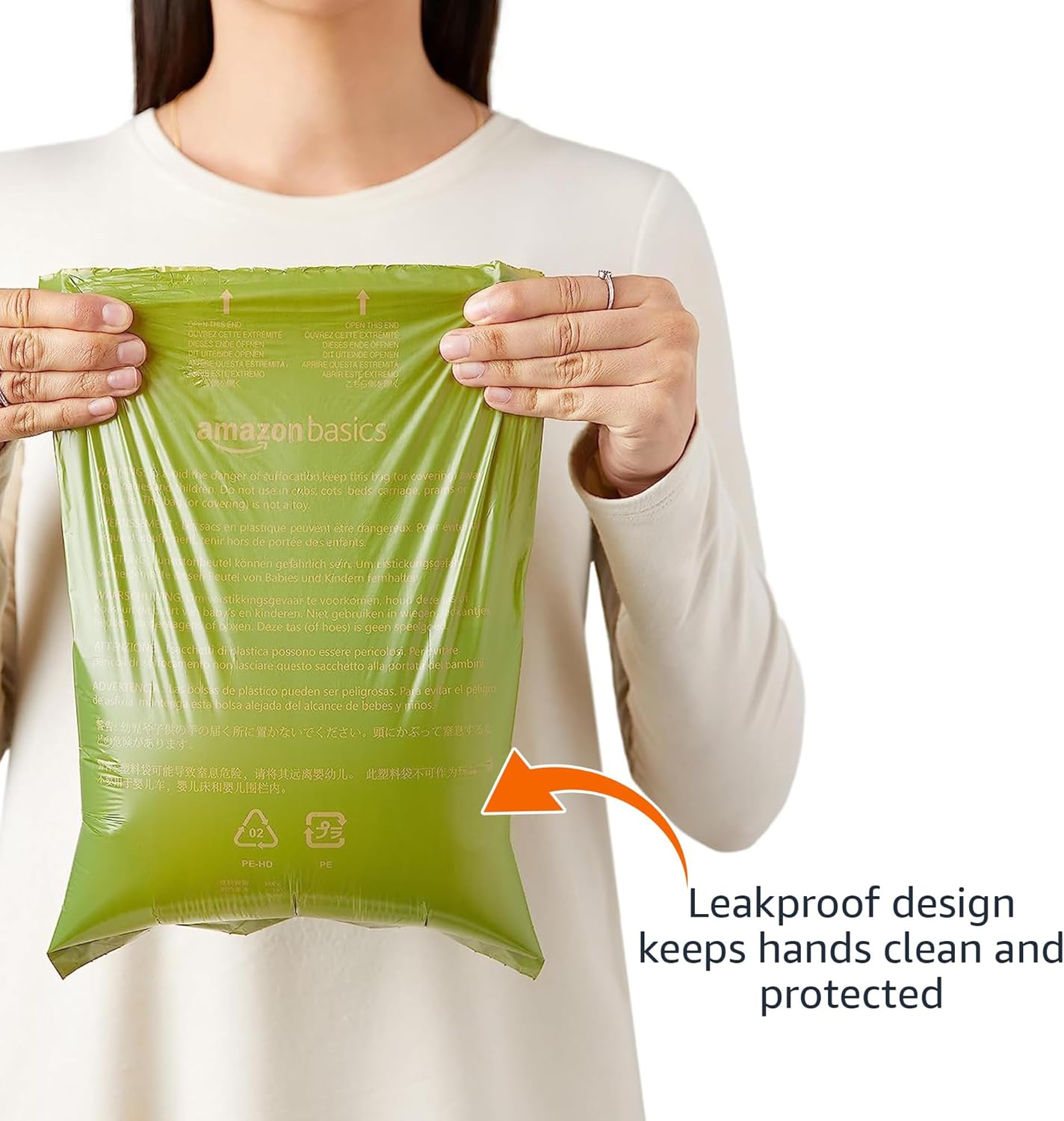 Amazon Basics Dog Poop Bags with Dispenser, 810 Count, Enhanced for Guaranteed Leakproof, Talcum Powder Scented, Includes Leash Clip