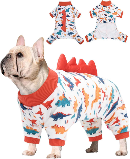 CuteBone Dinosaur Costume Dog Pajamas, Stretchy Spandex Crystal Velvet Sleepwear Coat for Small Dogs, Soft & Warm Pet Outfit Clothes for Cold Weather, Cozy Pullover Design COSP02XS