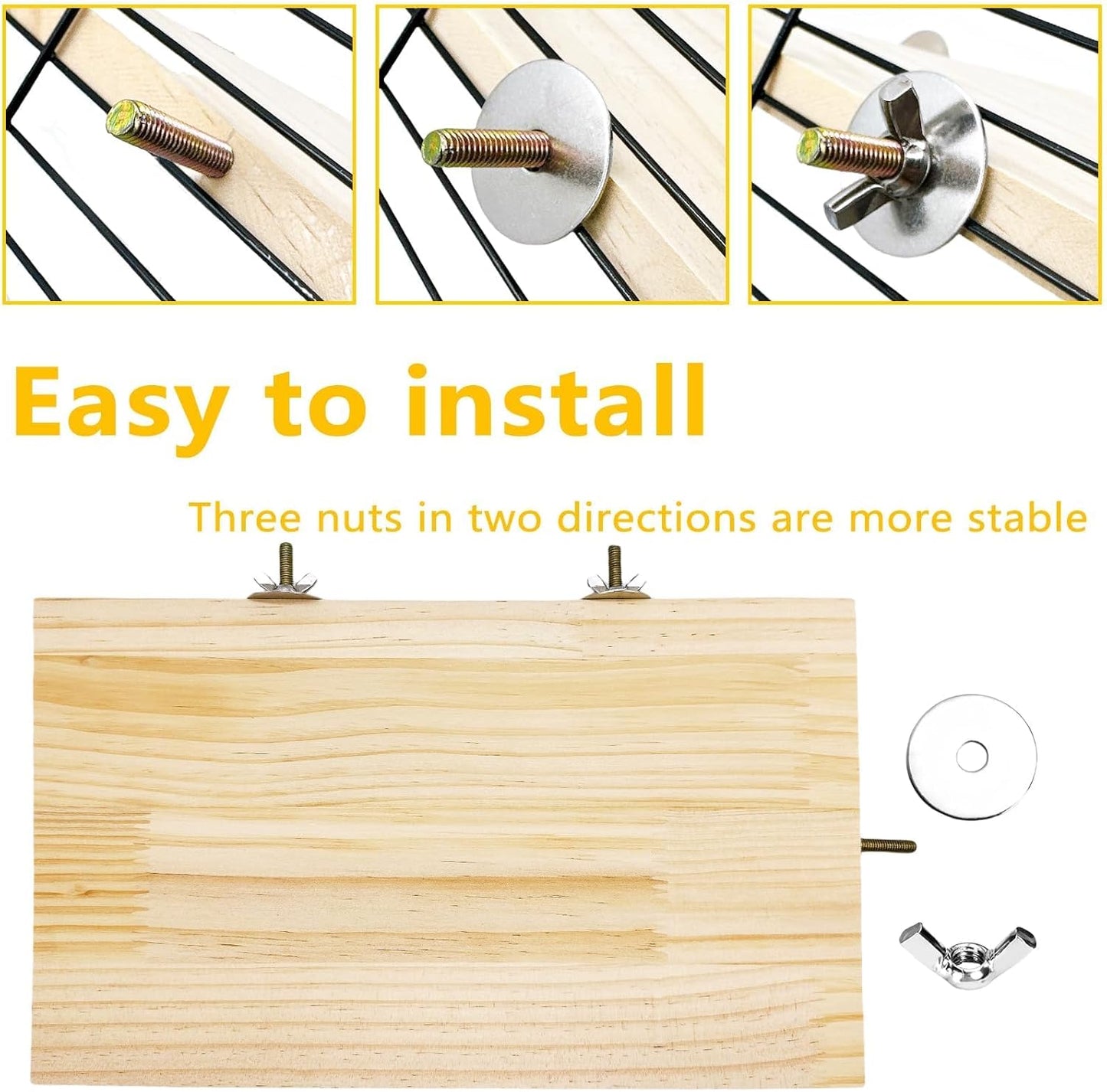 Chinchilla Wooden Platform Ledge 13 × 8 ’’ Bird Perch Stand Shelf 2PCS Large Platform for Ferret Rabbit Guinea Pig Conure Hamster Parrot Macaw Cockatiel