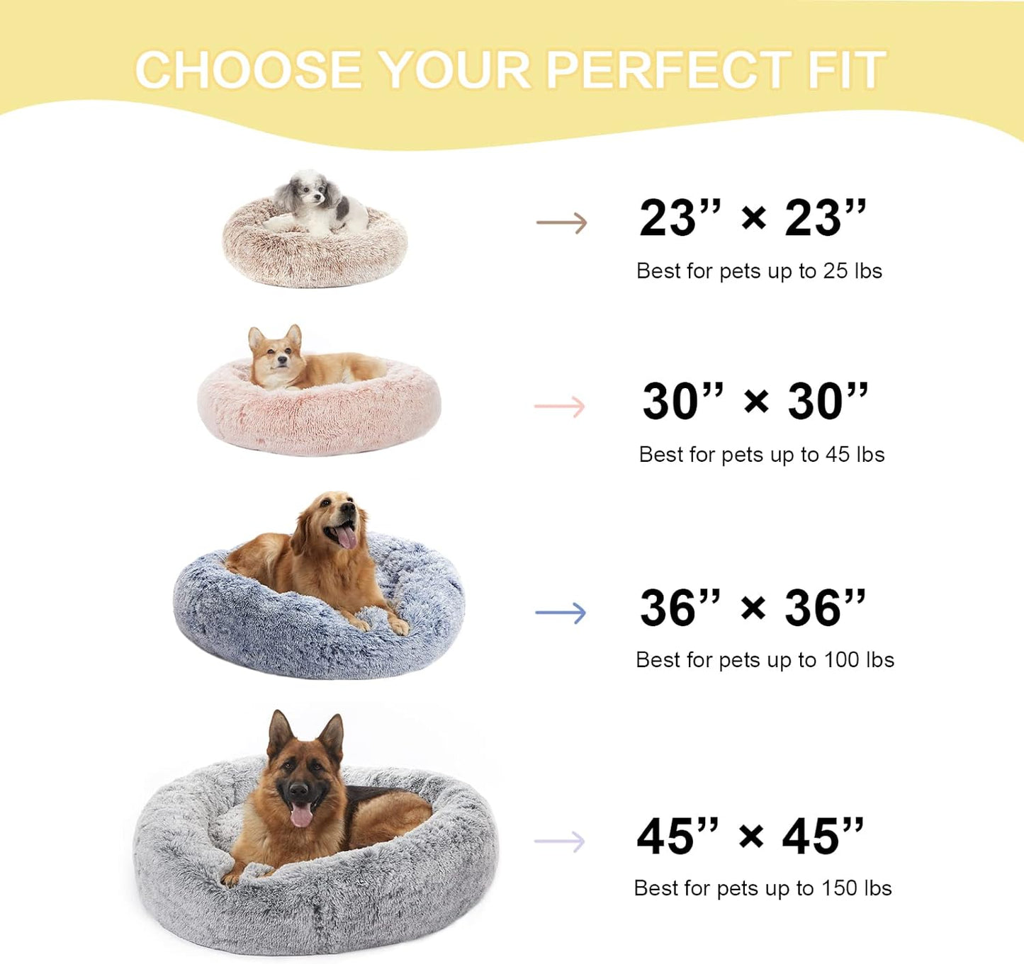 Bedfolks Calming Donut Dog Bed, 45-Inch Round Plush Anti-Anxiety Dog Bed, Washable with Non-Slip Bottom (Pink, Extra Large)