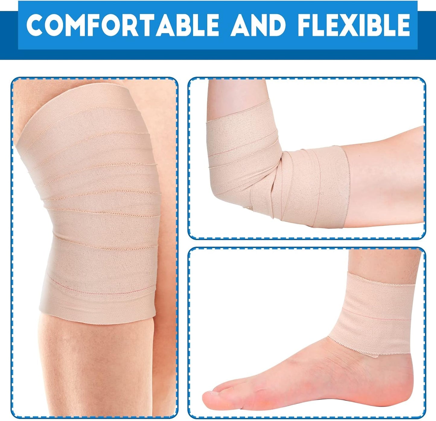 Nuanchu 16 Rolls Elastic Adhesive Bandage Tape Self Adherent Cohesive Flexible Stretch Elastic Athletic Tape for Sports Ankle Knee and Wrist, Vet Wrap for Horses Pets Cats Dogs(4 Inch x 5 Yard)