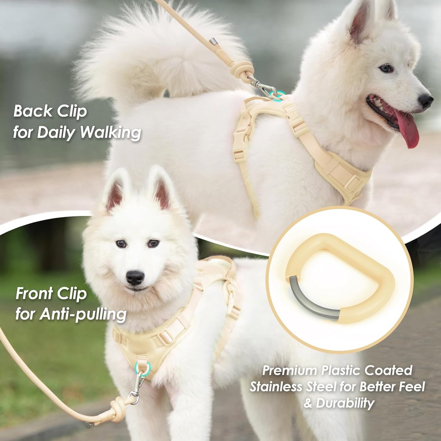 No Pull Dog Harness, Puppy Vest with Front Clip for Small Medium Large Sized Dog(Light Yellow,XS)
