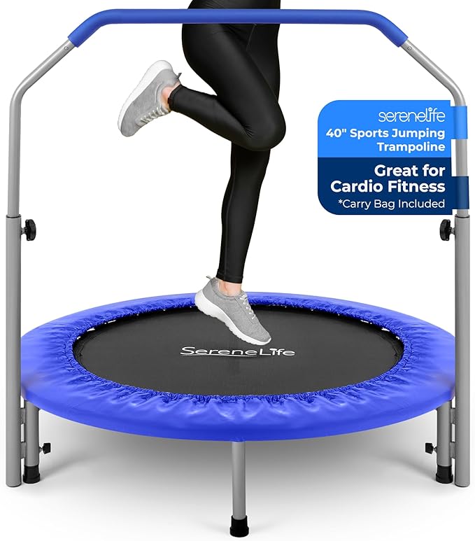 SereneLife 36"/40" Foldable Mini Trampoline - Compact Fitness 150/220 lbs