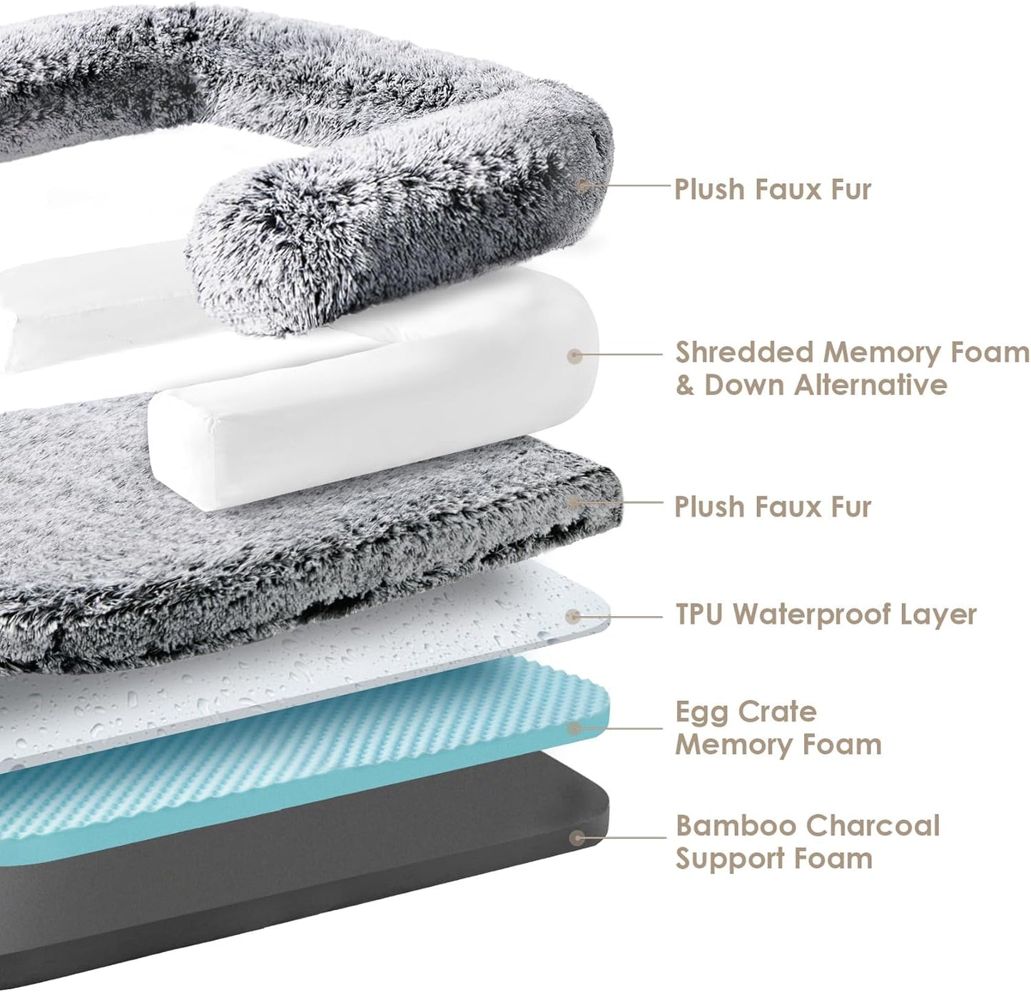 EHEYCIGA Foldable XXL Dog Bed, Faux Fur Fluffy Pet Couch Bed for Extra Large Dogs, Orthopedic Calming Memory Foam Pet Bed, Washable Soft Pet Sofa Bed with Non-Slip Bottom, Faded Black, 54"x38"x7.5"