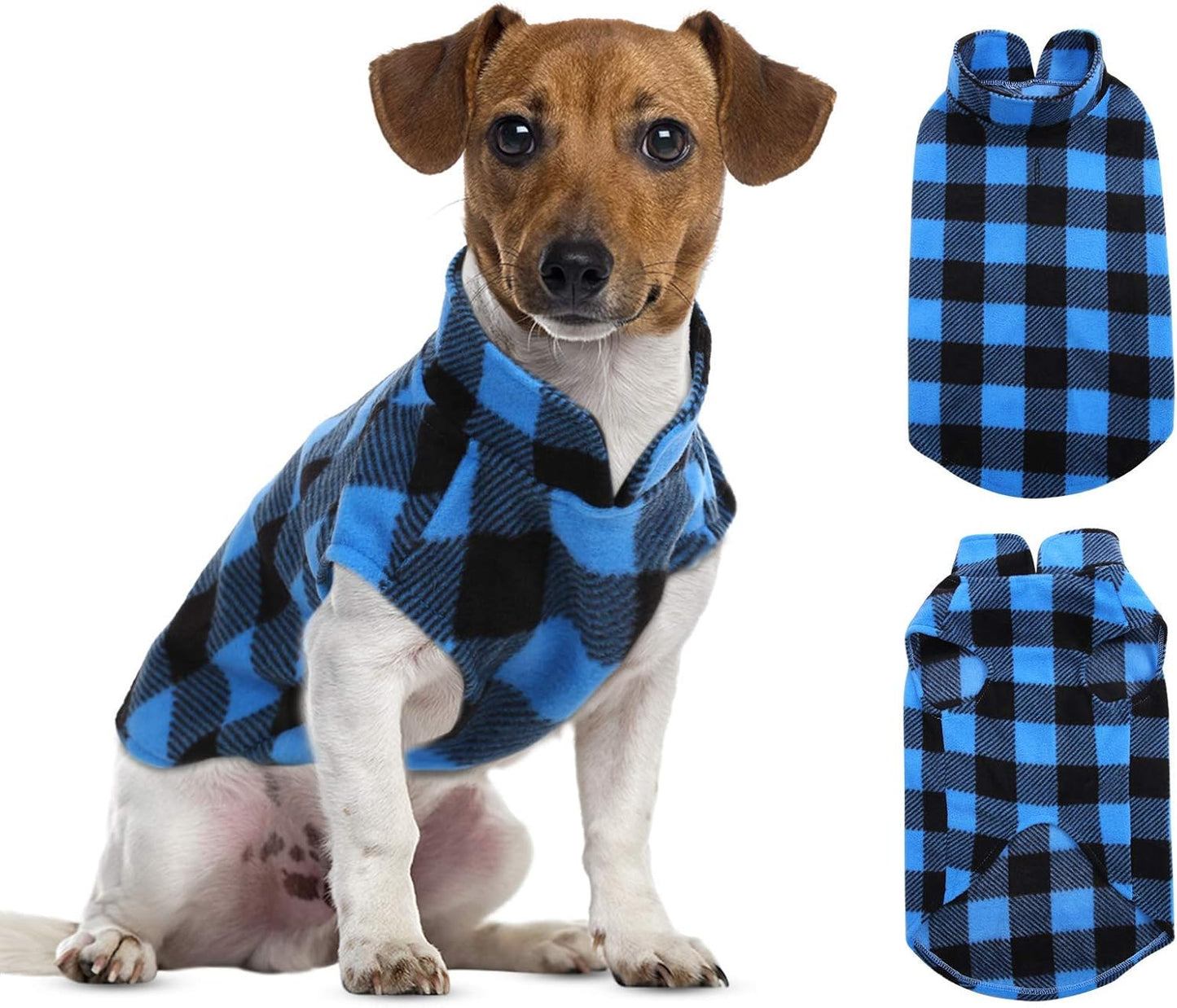 ASENKU Dog Sweater, Plaid Dogs Fleece Vest, Soft Comfortable Pet Pajamas, Warm Winter Puppy Shirt, Cold Weather Coat Jacket Pet Clothes for Small & Medium Dog Breeds