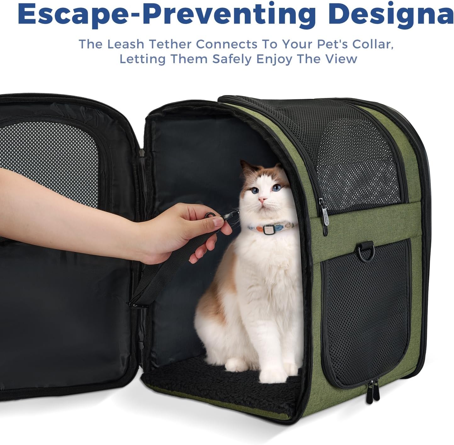 Apollo Walker Dog & Cat Carrier Backpack for 4-15lb Pets - Ventilated Safe Design with Padded Back Support, Breathable Mesh Pet Backpack for Hiking, Travel, Outdoor (Green)