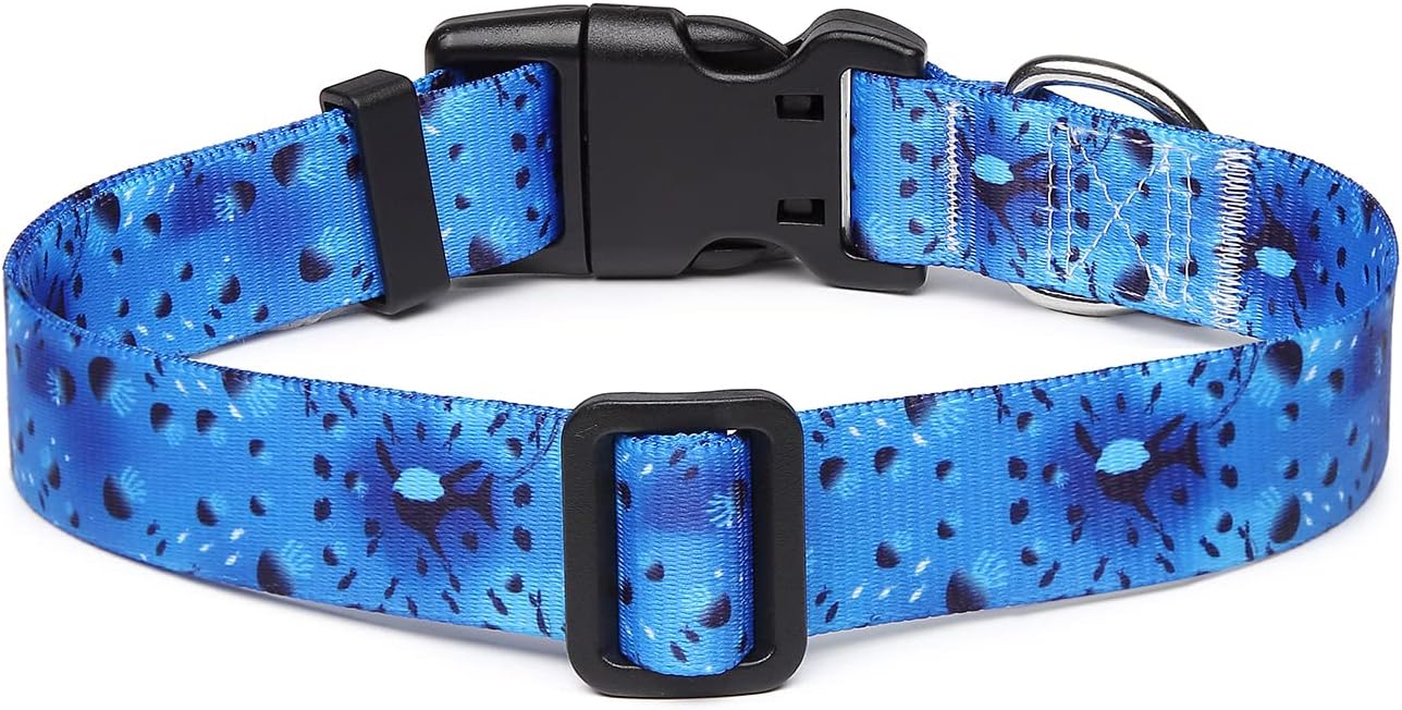 Mercano Adjustable Dog Collar - Special Design Patterns, Soft Nylon Comfortable Durable Pet Collar for Small Medium Large Dogs (L, Blue Ocean)