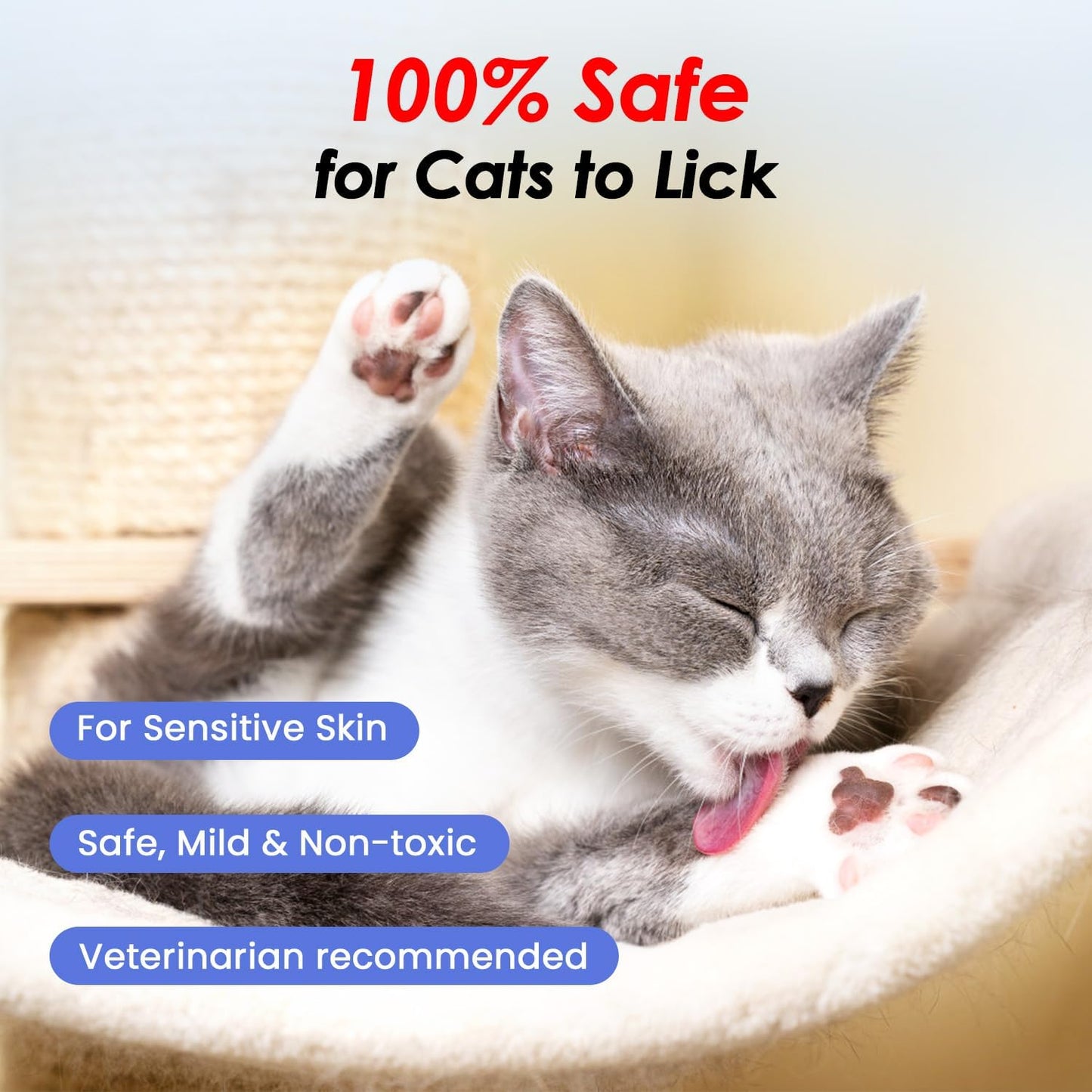 Cat Waterless Shampoo with Brush - No Rinse Formula for Quick Clean Between Baths, Hypoallergenic & Detangling, Reduce Itchy Skin Shedding & Odor Control,Vet-Recommended for Kittens/Senior Cats