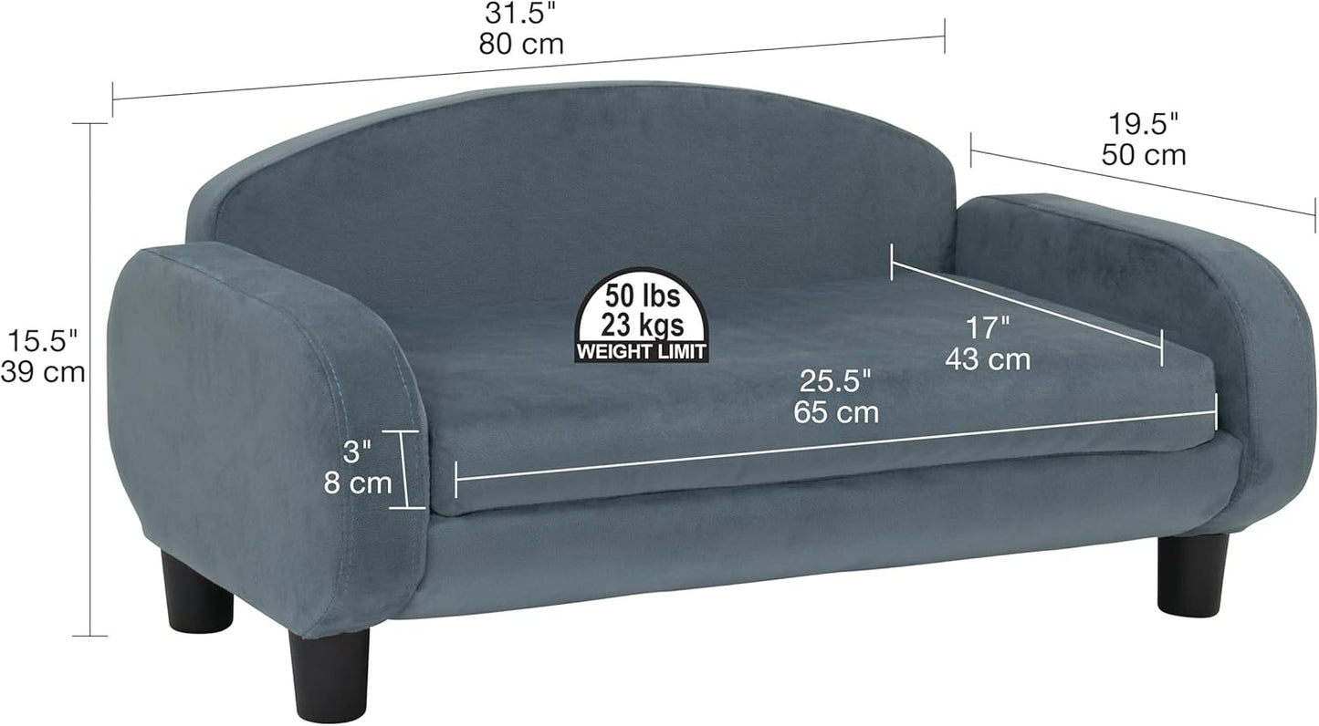 Paws & Purrs Cat Sofa Bed, Pet Couch for Indoor Cats Elevated Cat Beds with Removable Washable Mattress Cover for Kitten, Puppy or Small Animal- 31.5" Wide, Cornflower