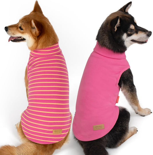 KYEESE 2Pack Dog Sweater Soft Dogs Clothes Stretchy Pet Sweatshirt Dog Sweaters for Small Dogs Girl Turtleneck Pet Coats Pullover Small Pets Sweaters