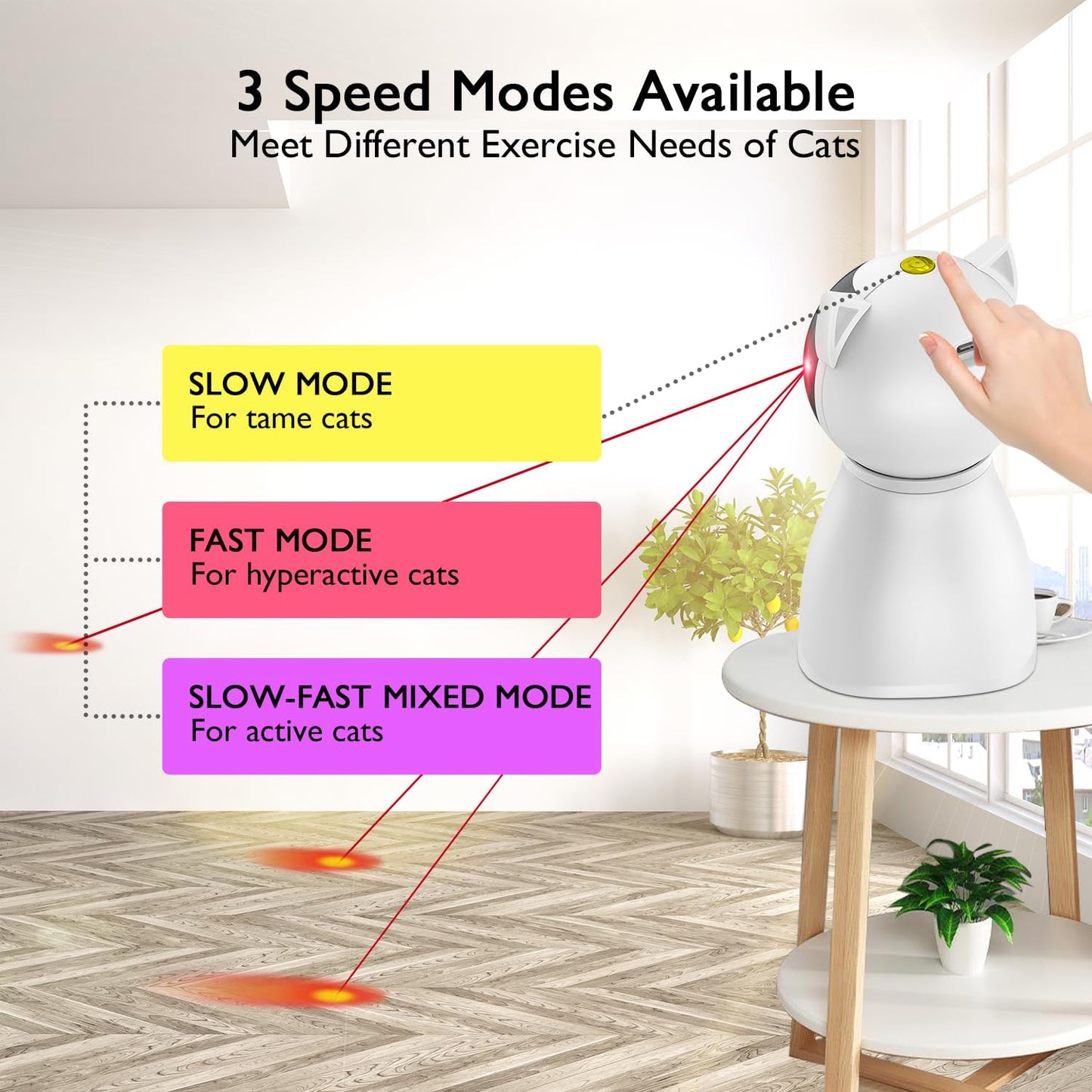 Cat Toys [2025 Newly Upgraded] Real Random Trajectory Rechargeable Motion Activated Cat Laser Toy Automatic,Interactive Cat Toys for Indoor Cats/Kitten/Dogs