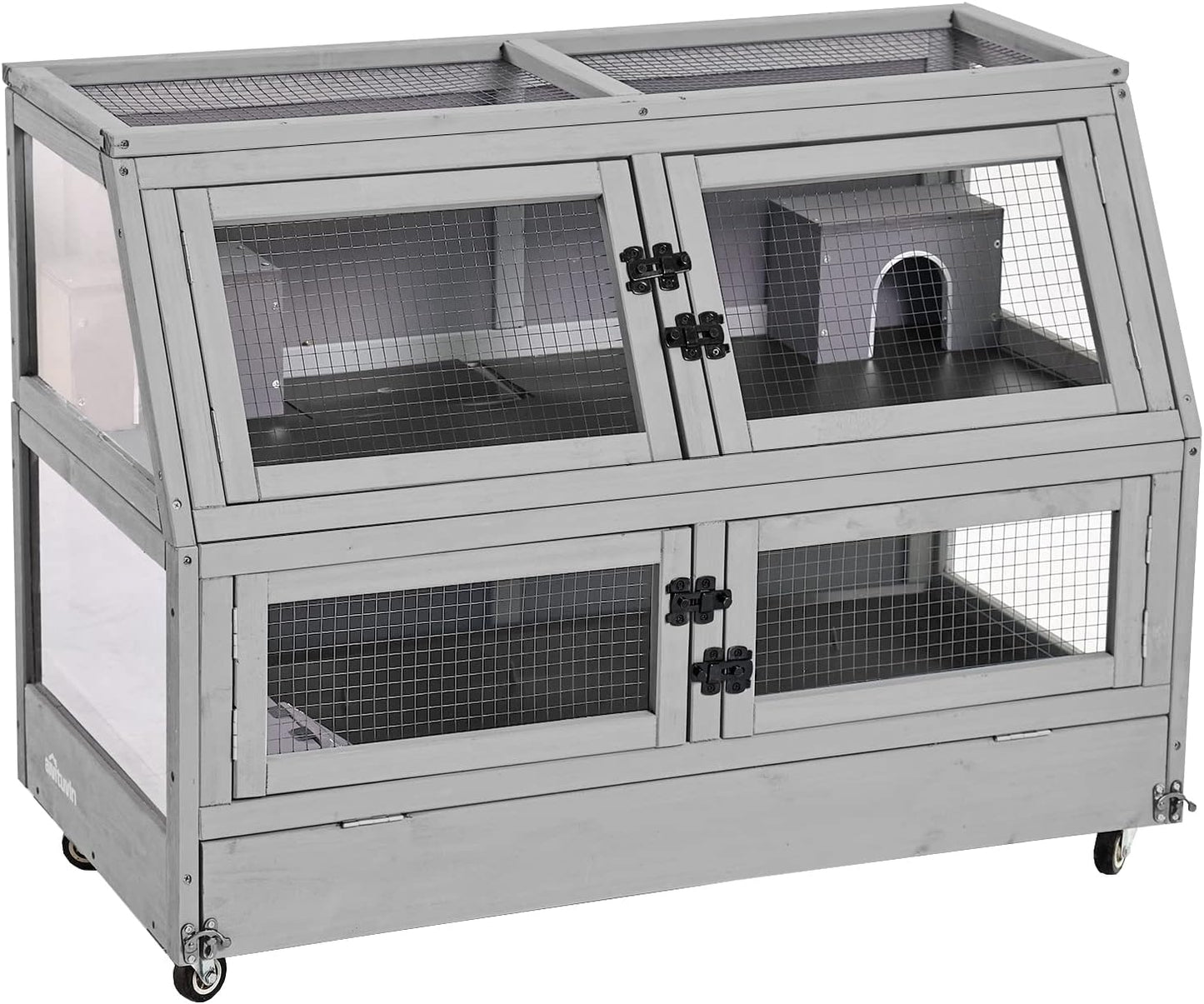 Aivituvin Guinea Pig Cage Chew Proof Hamster Cage Metal Frame Rat House Small Animal Habitat Critter Nation Cage 2 Levels Double Use Movable