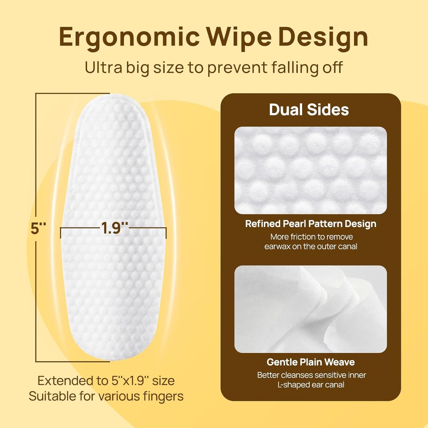 HICC PET Dog Ear Finger Wipes, Ear Cleaner Wipes for Dogs & Cats, Dog Ear Infection Treatment to Relief Itching & Inflammation, Remove Wax, Dirt & Stop Smelly, Non-Irritating, 50ct(Unscented)