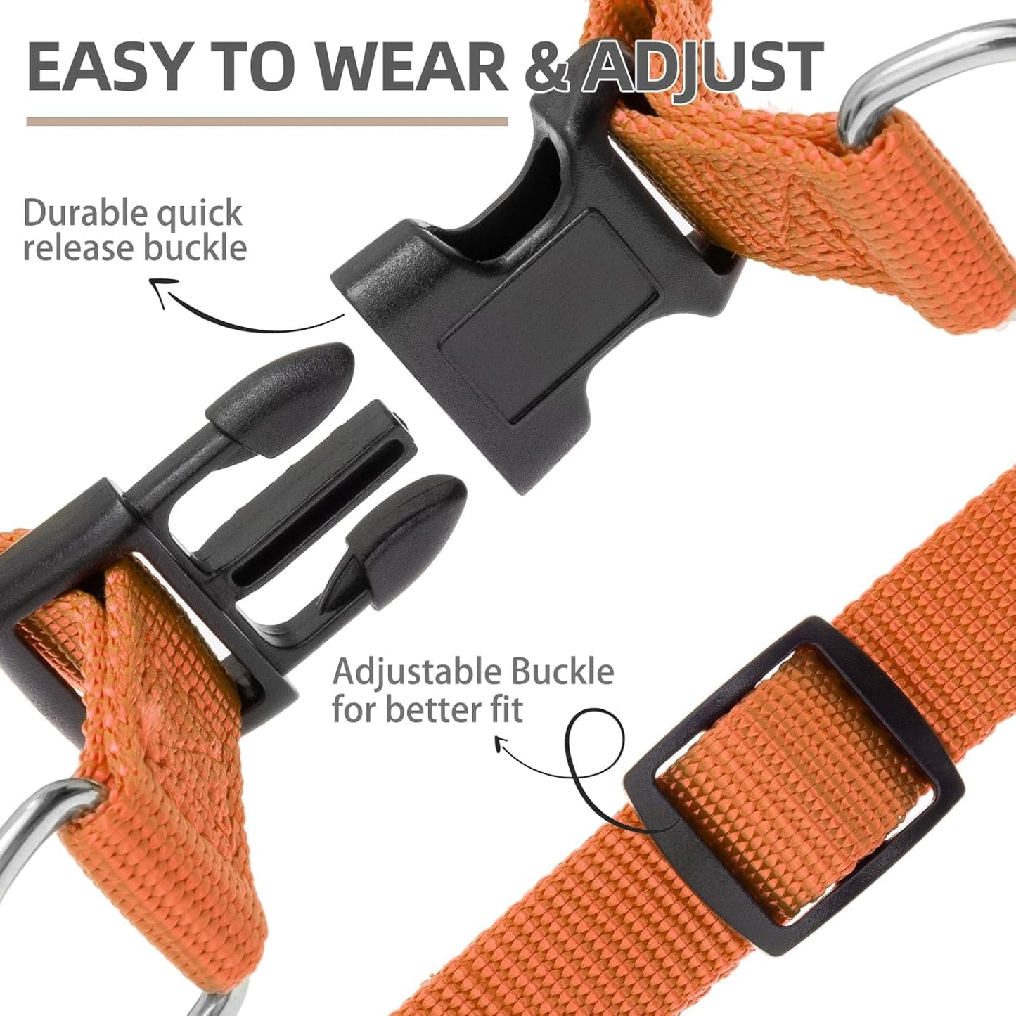 PUPTECK No Pull Dog Harness Soft Adjustable Basic Nylon Step in Puppy Vest Outdoor Walking with ID Tag X-Small Orange