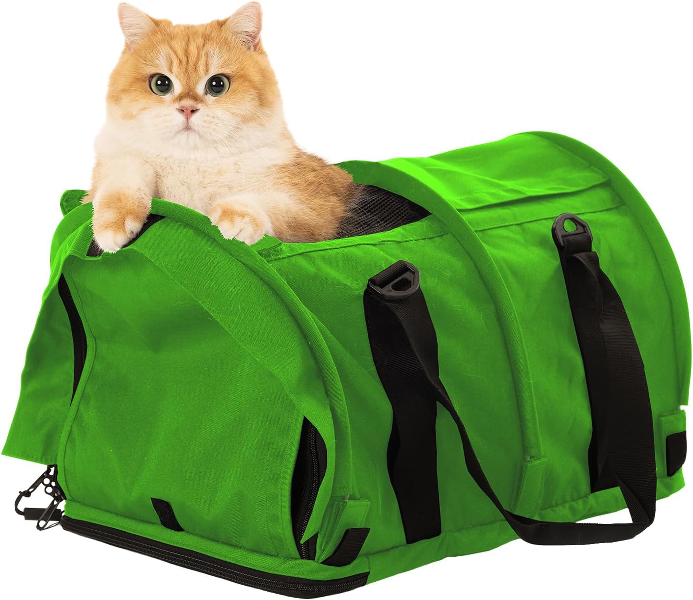 SturdiBag Pro 2.0 Pet Travel Carrier for Cats and Dogs | Soft Sided Pet Carrier Bag with Safety Clips and Seatbelt Straps for Car Travel | XL, Lime