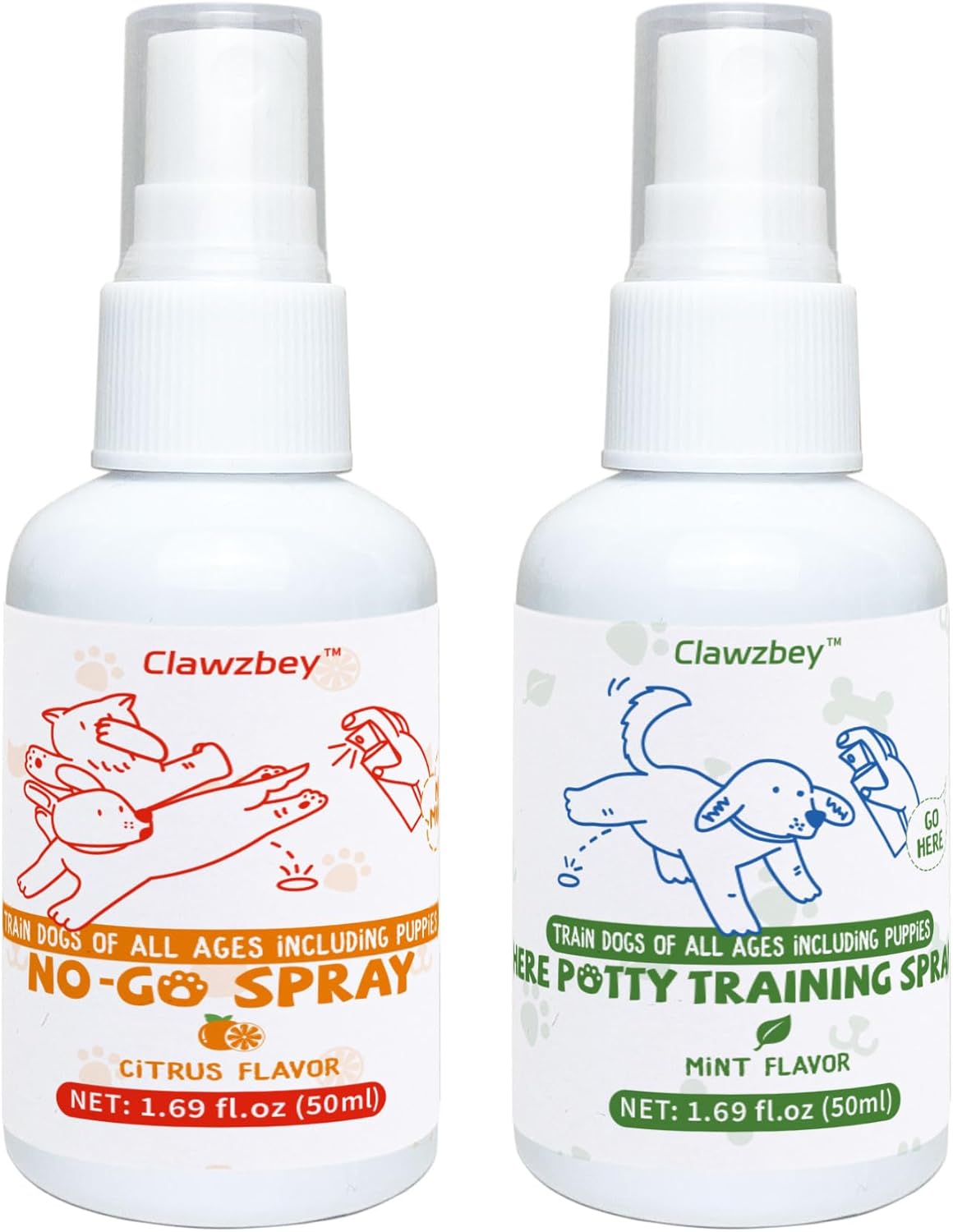 Dog Potty Spray Set, No-Go Spray & Potty Training Spray, Puppy Essentials, Stops Urination & Marking, Indoor and Outdoor Use (1.69 fl oz)