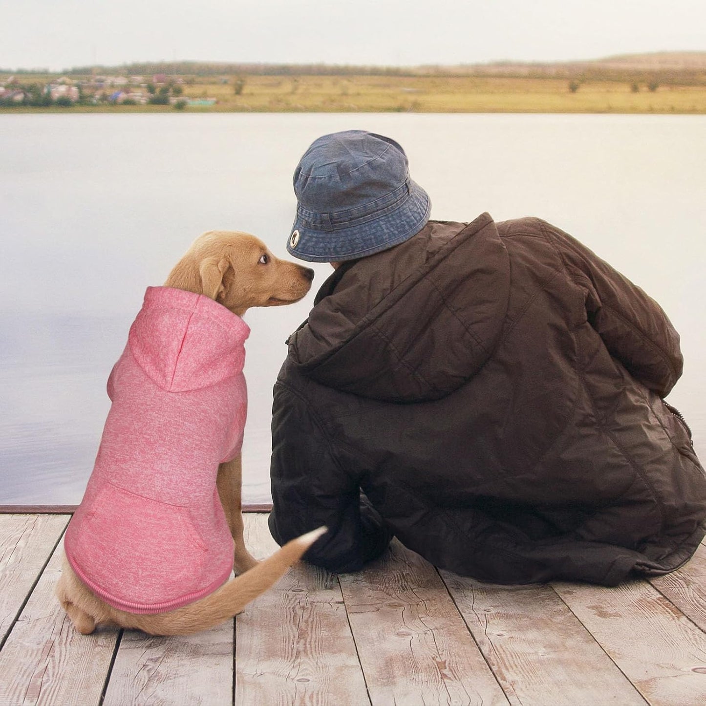 Dog Sweaters for Large Dogs Dog Hoodie Fleece Sweater Soft Pet Clothes Sweatshirt with Pocket Pet Hoodie for Large Dogs(Pink&XL)