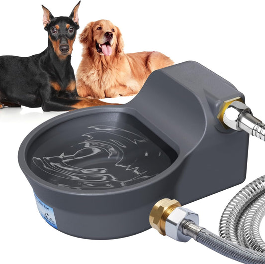 Automatic Water Dispenser for Dogs, Patented 2L Dog Water Bowl Dispenser, Automatic Chicken Waterer Fit 3/4'' GHT Faucet, Water Hose, Copper Connector Outdoor Dog Water Bowl for Livestock Animal