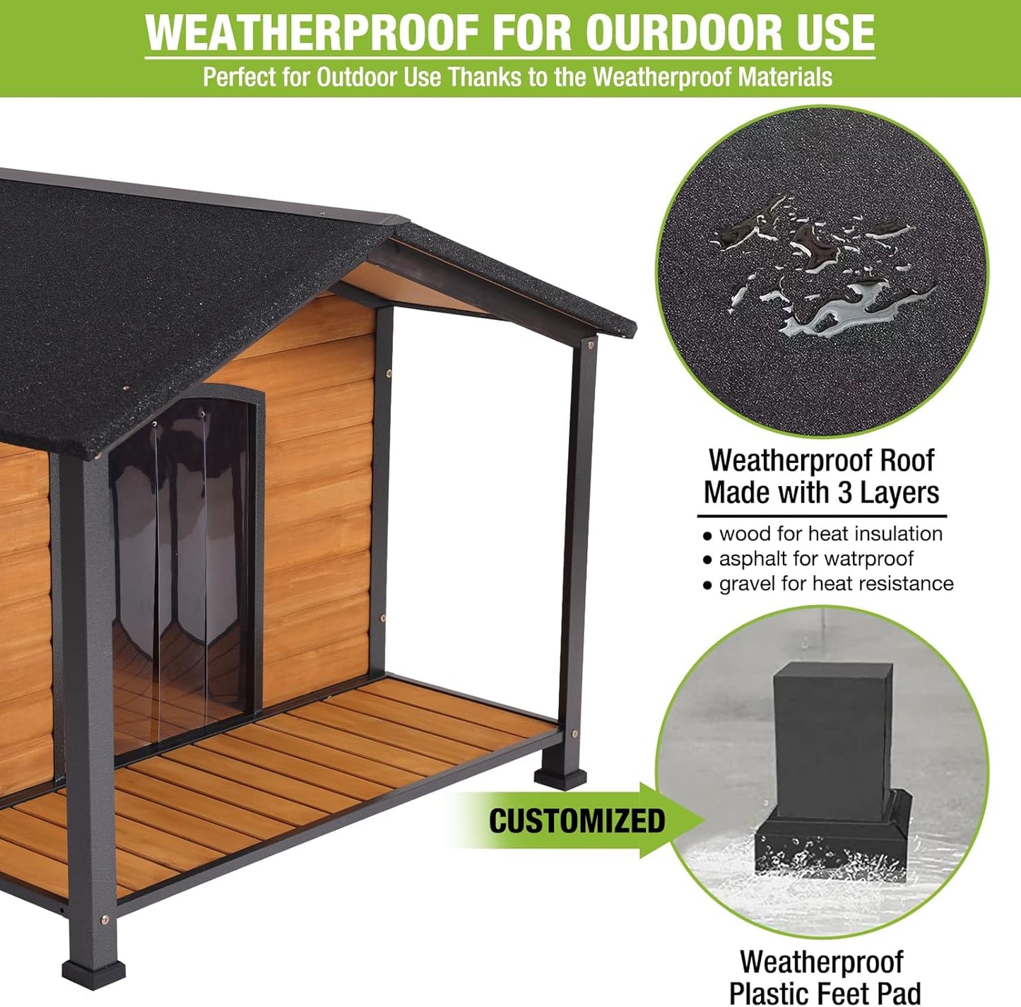 Dog House Outdoor & Indoor Unique All-Around Iron Frame Dog Kennel for Winter with Raised Feet for Small & Medium & Large Dogs,Weatherproof Roof (41.6 “L×41.4”W×34.1“H)