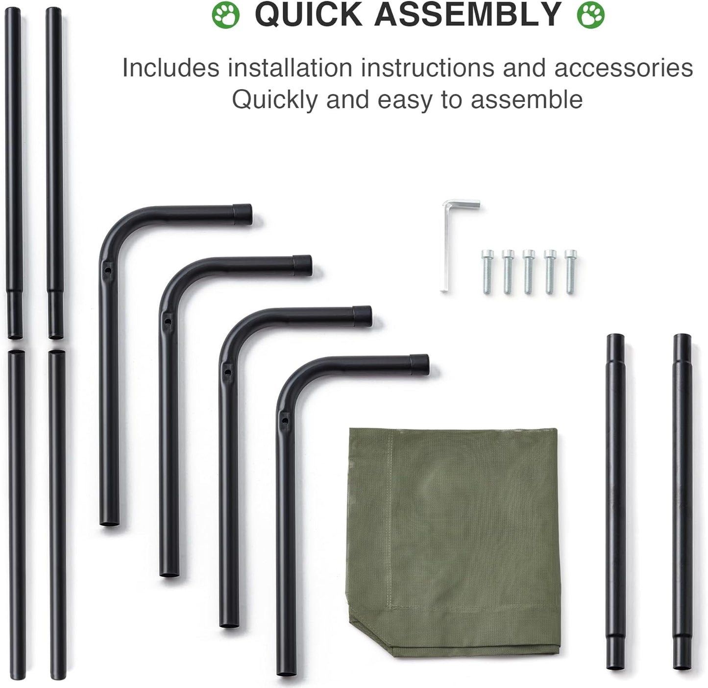 Love's cabin Elevated Cooling Dog Bed for Large Dogs, Portable Indoor & Outdoor Raised Pet Dog Cat Cot, Durable Summer Frame with Breathable Mesh, Olive Green, 48 inches