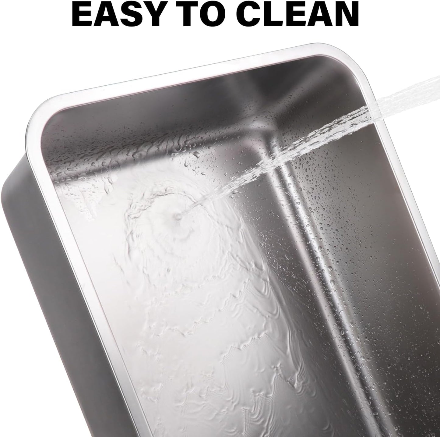 Stainless Steel Litter Box-Metal Litter Box Large for Cats Easy to Clean,Large Metal Cats Box Litter, Litter Boxes for Cat/Kitty/Rabbits,Non Stick, No Smell