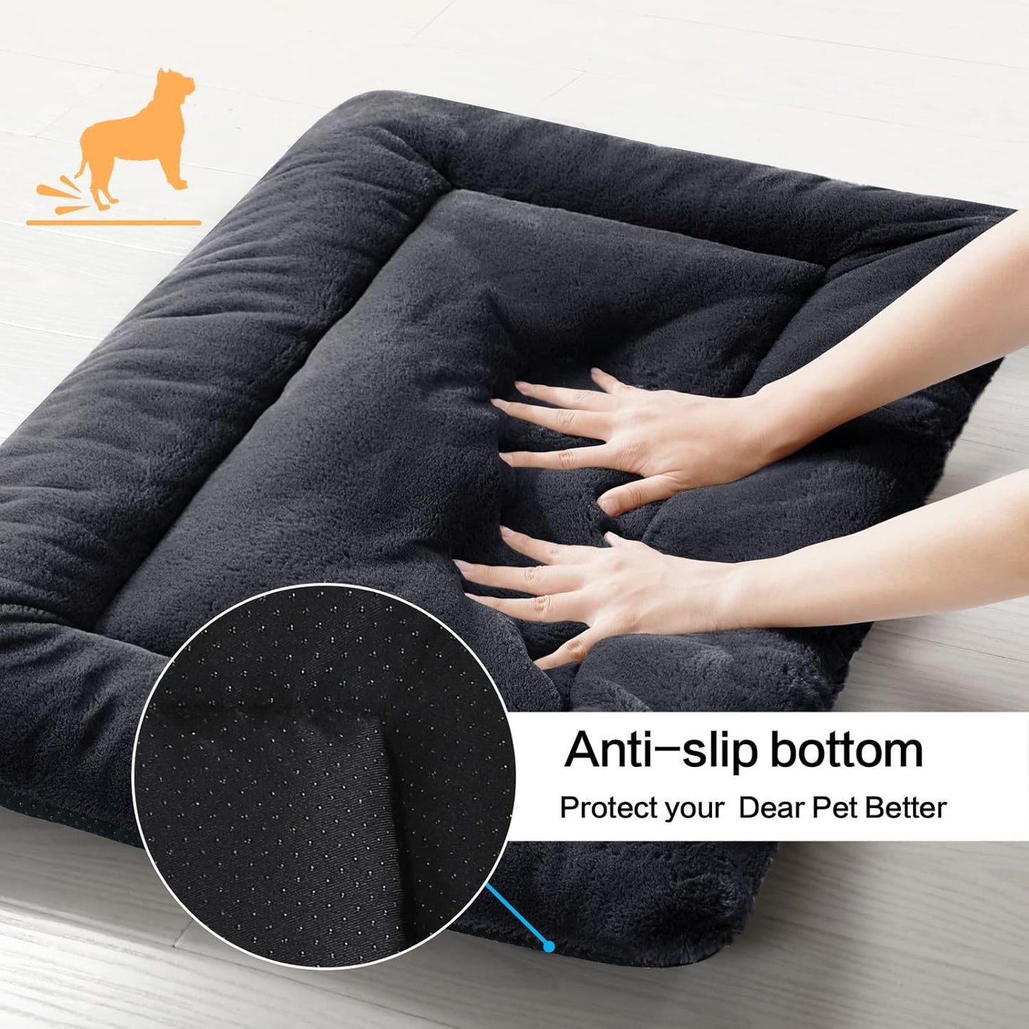 Dog Beds Crate Pad for Extra Large Dogs Ultra Soft Dog Crate Bed Washable & Anti-Slip Kennel Pad for Dogs Cozy Sleeping Mat,Dark Gray 48inch