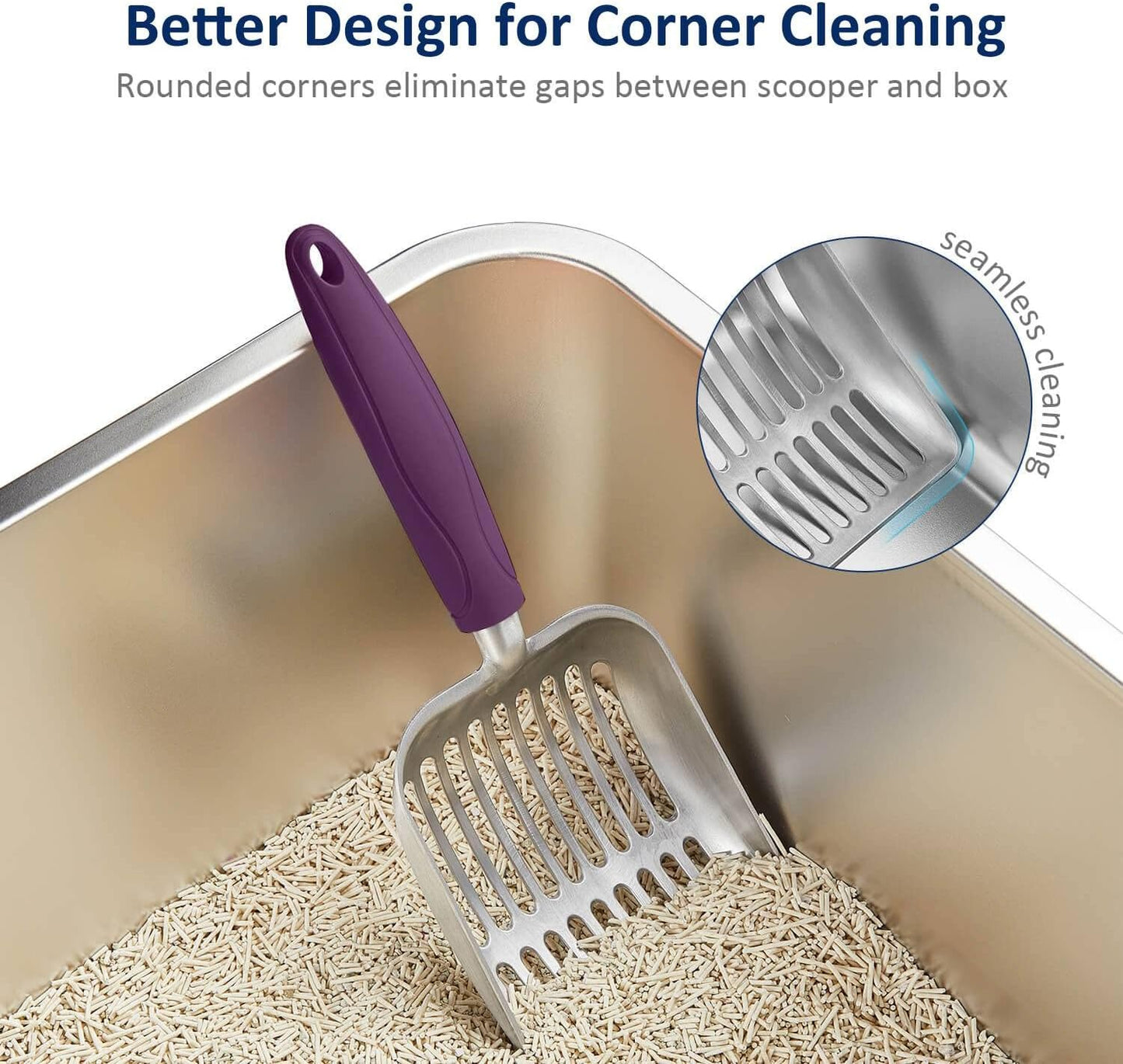 WePet Cat Litter Scoop, Aluminum Alloy Sifter, Kitty Metal Scooper, Deep Shovel, Long Handle, Poop Sifting, Kitten Pooper Lifter, Durable, Heavy Duty, for Litter Box