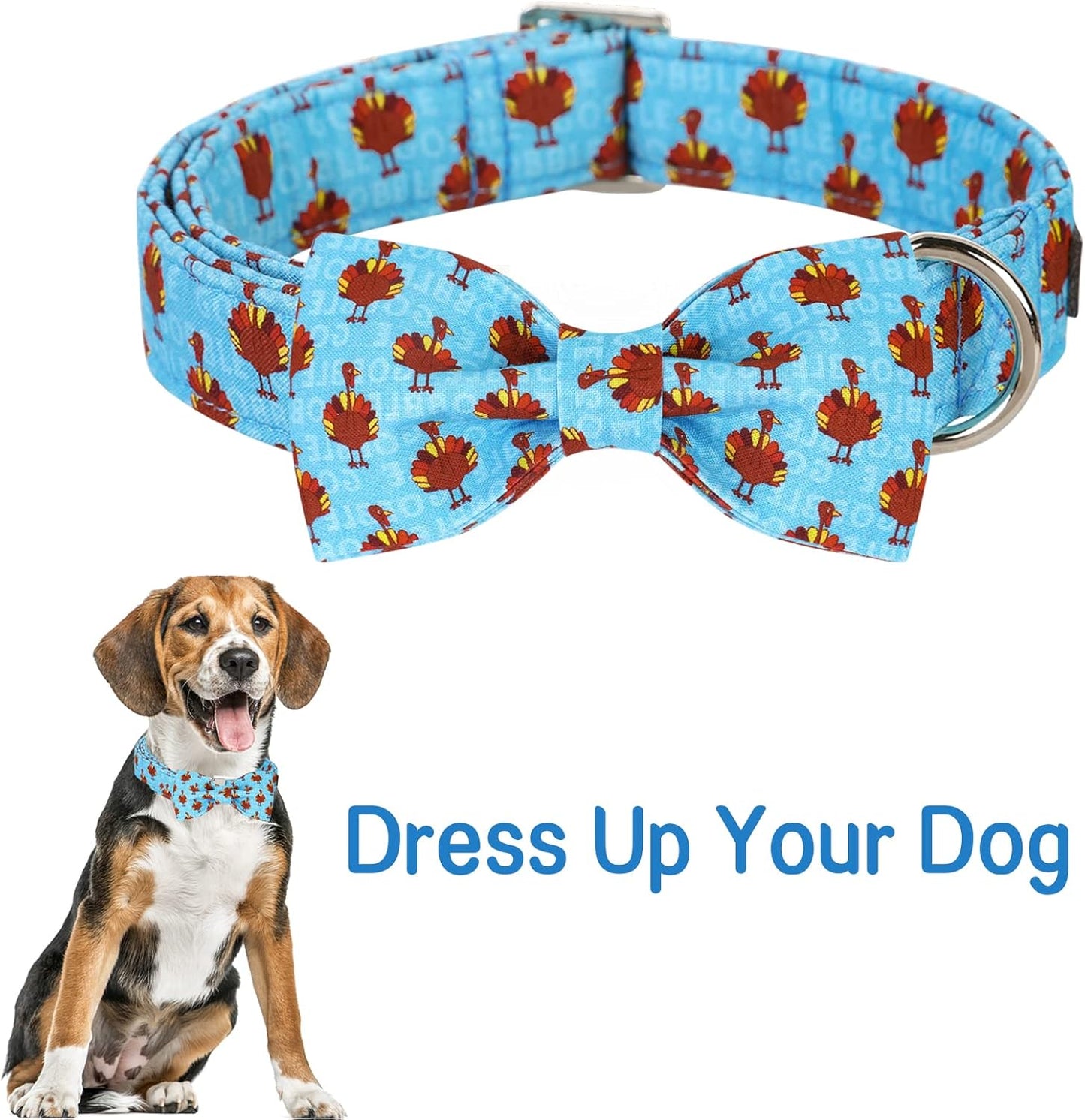 Unique style paws Christmas Dog Collar with Bow Tie Red Elk Cotton Collar Adjustable Puppy Collar for Small Medium Large Dogs-XS