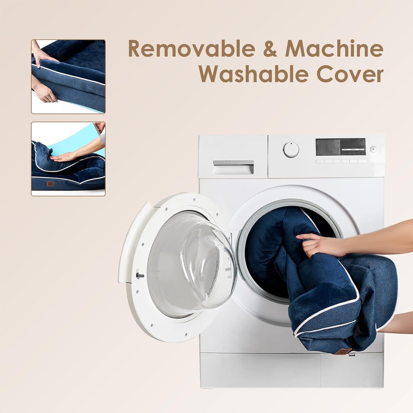 EHEYCIGA Orthopedic Dog Beds for Extra Large Dogs, Waterproof Memory Foam XXL Dog Bed with Sides, Non-Slip Bottom and Egg-Crate Foam Big Pet Couch Bed with Washable Removable Cover, Navy