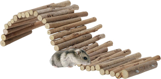 Hamster Toys, Flexible Hamster Wooden Bridge, 11.8In Hamster Fence, Hamster Cage Decor and Platforms, Hamster Cage Accessories(11.8In)