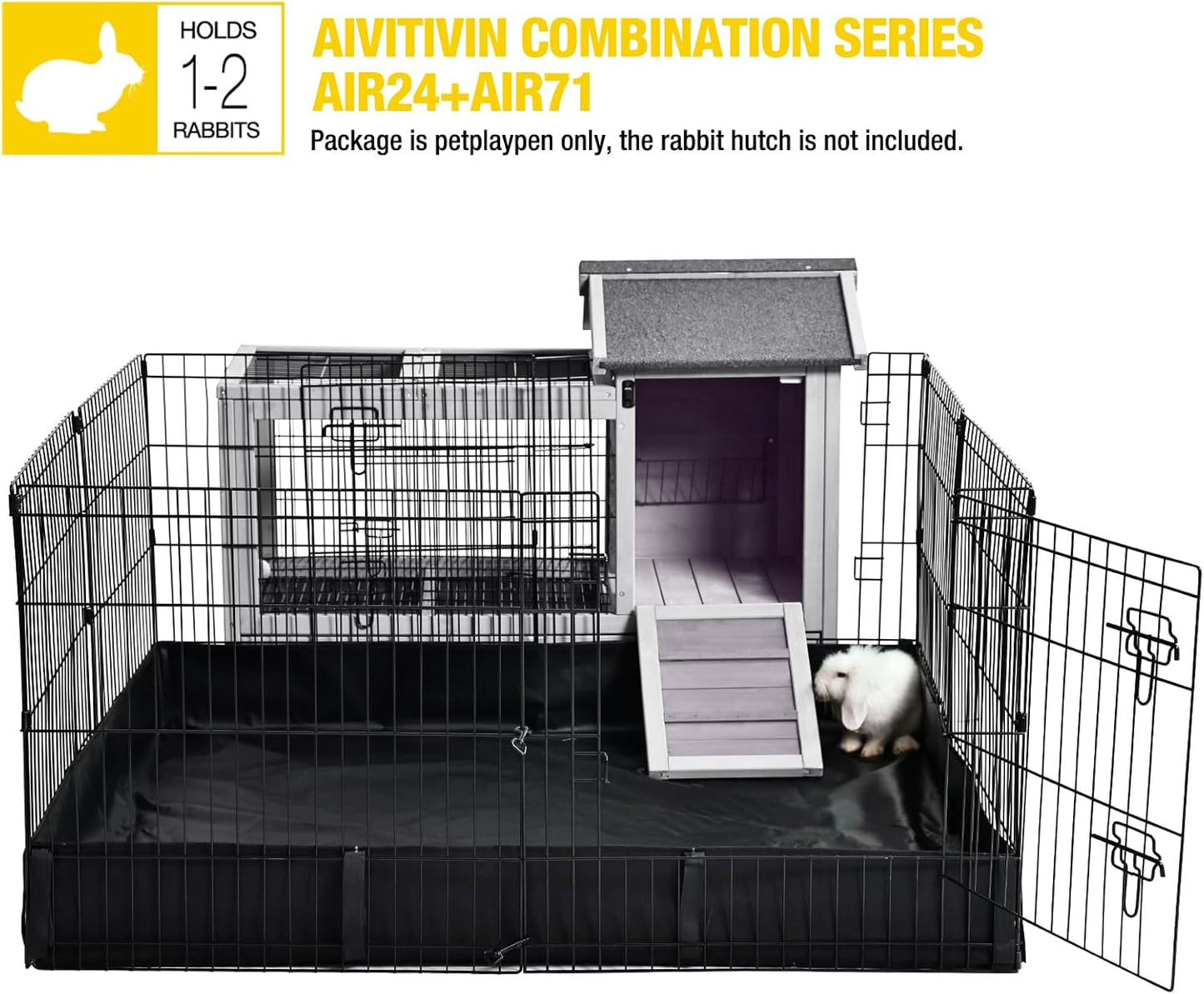 Aivituvin Rabbit Pen Indoor Bunny Pet Playpen Large Guinea Pig Outdoor Exercise Run Pet Enclosure-Playpen ONLY