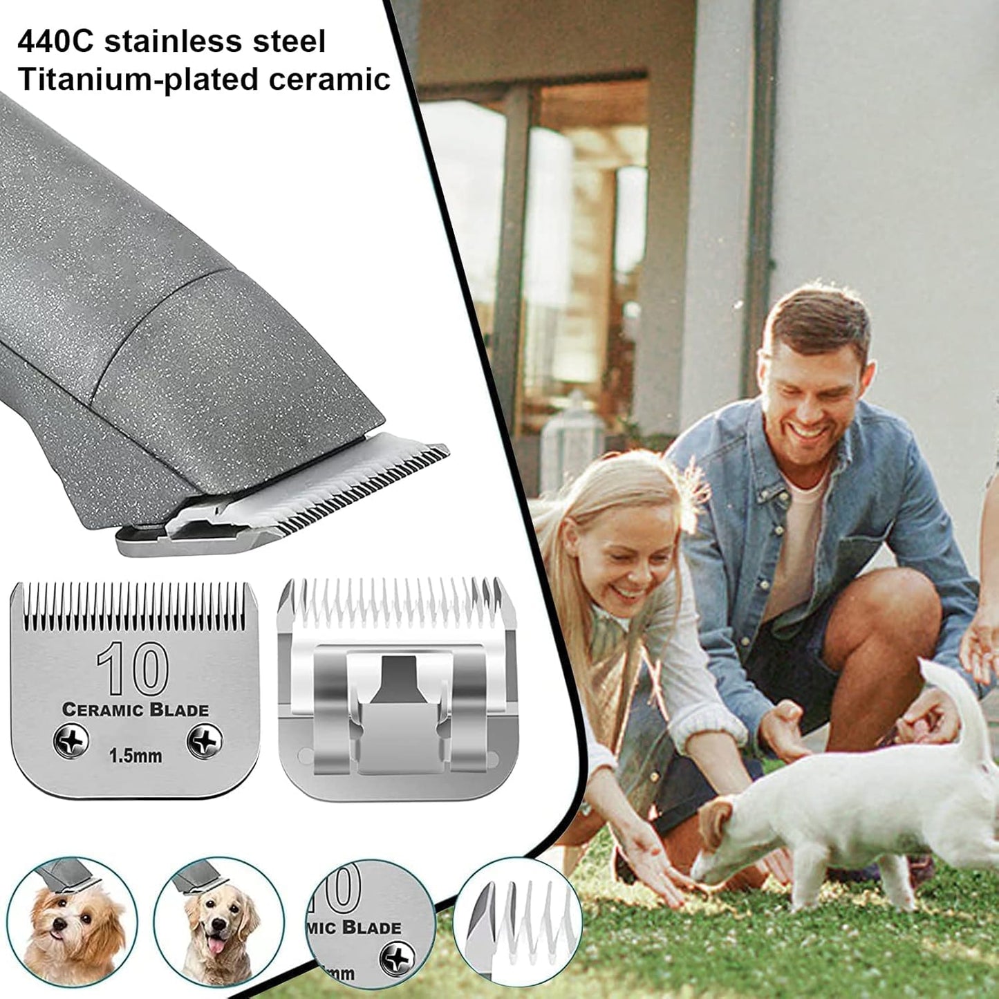 5PCS Dog Grooming Blades Compatible with Andis/Oster A5/Wahl KM Series Dog Clipper Blades Size:#10+30+40+5FC+7FC