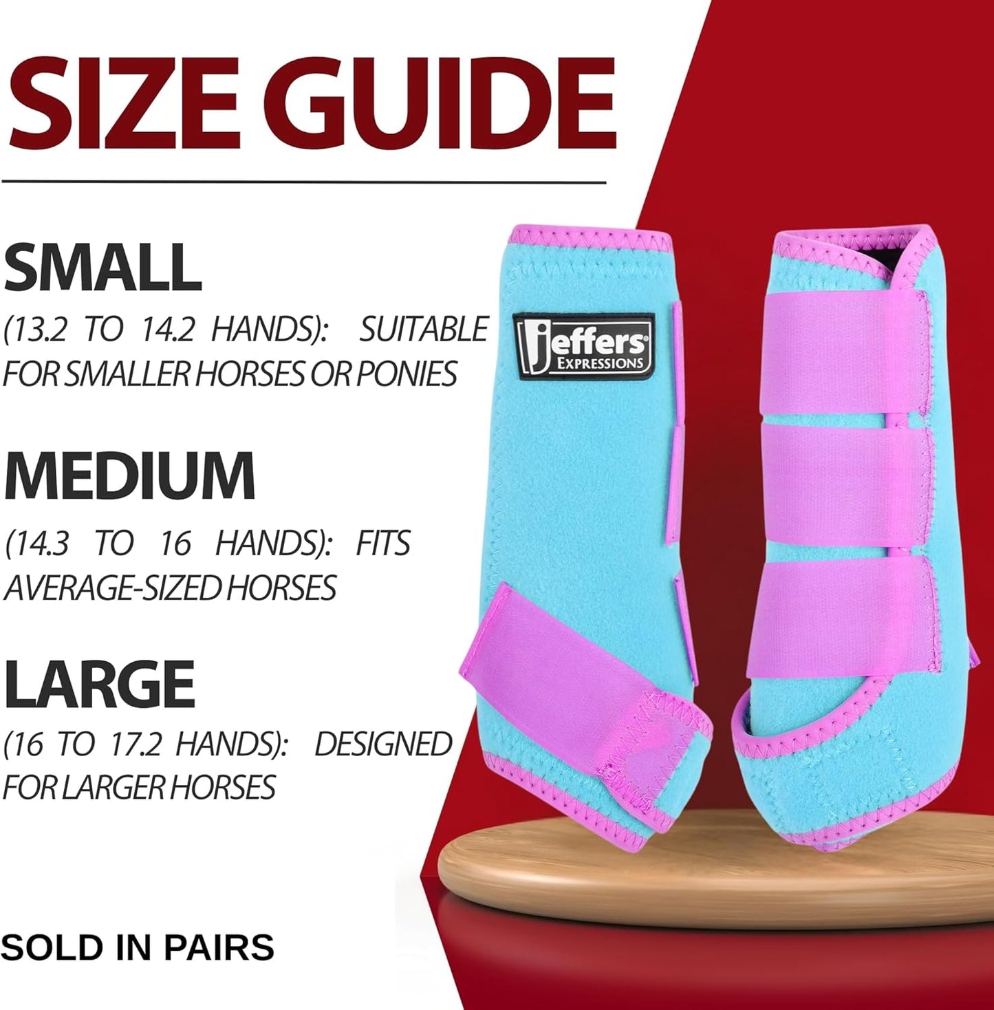 Jeffers Equine Neon Horse Boots – 1 Pair – Turquoise & Purple – Medium Size – Breathable Neoprene, Secure Straps Closures – Durable Protection for Front & Hind Legs, Trail & Riding Use