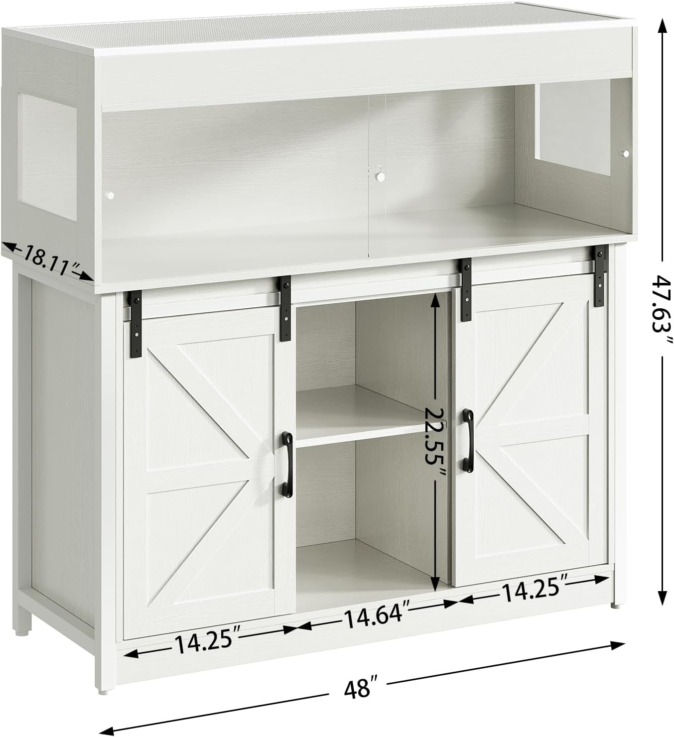 60 Gallon Reptile Terrarium with Stand, Terrarium Enclosure with Acrylic Doors, Storage Cabinet with Barn Door, Mesh Lid & Power Outlet – Vivarium Habitat for Medium Reptiles White PX05RTW