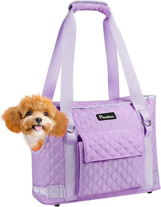 Pawaboo Dog Purse Carrier for Small Dogs with Pocket, Lightweight Dogs and Puppies Tote Bag Carrier, Dog Carriers Soft Sided for Puppy Cat Rabbit, Shopping Travel Puppy Carriers Under 11 LBS, Purple