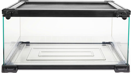 Zilla QuickBuild Reptile 10 Gallon Glass Terrarium Habitat with Bedding Tray For Geckos, Snakes, Lizards, Frogs, Turtles, and Tortoises, 20" x 12" x 10"