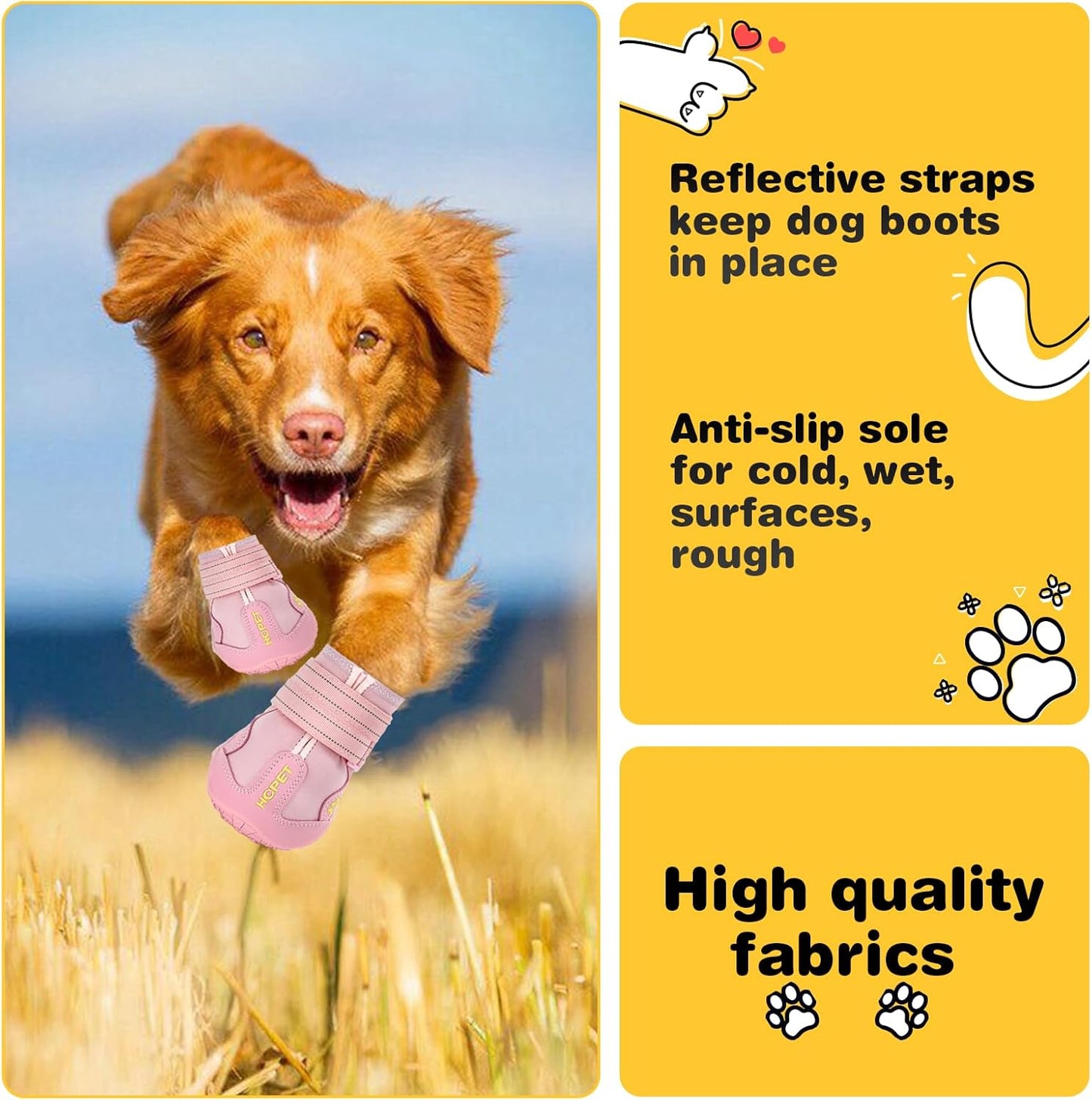 Hcpet Dog Shoes, Dog Boots for Small Dogs, Breathable Medium Dog Booties Paw Protector for Summer Hot Pavement, Winter Snowy Day, Outdoor Walking, Indoor Hardfloors Anti Slip Sole Pink Size 1