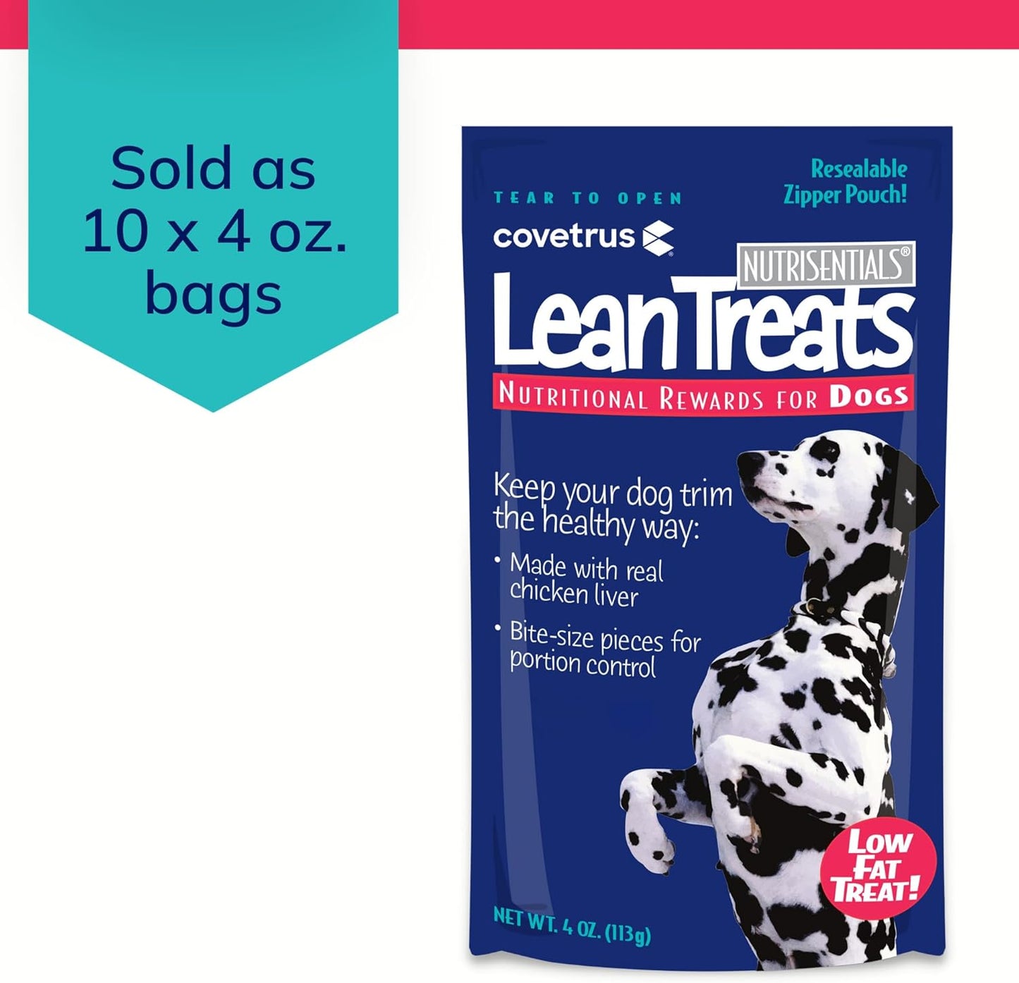 Covetrus Nutrisential Lean Treats for Dogs - Small, Medium & Large Dogs (K9) - Nutritional Low Fat, Bite-Size - Soft Chicken Flavor - 10 Pack - 4oz