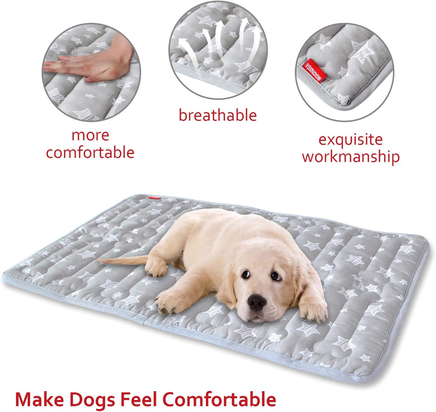 Dog Crate Mat (24" X 18"), Soft Dog Bed Mat with Cute Prints, Personalized Crate Pad, Anti-Slip Bottom, Machine Washable Kennel Pad