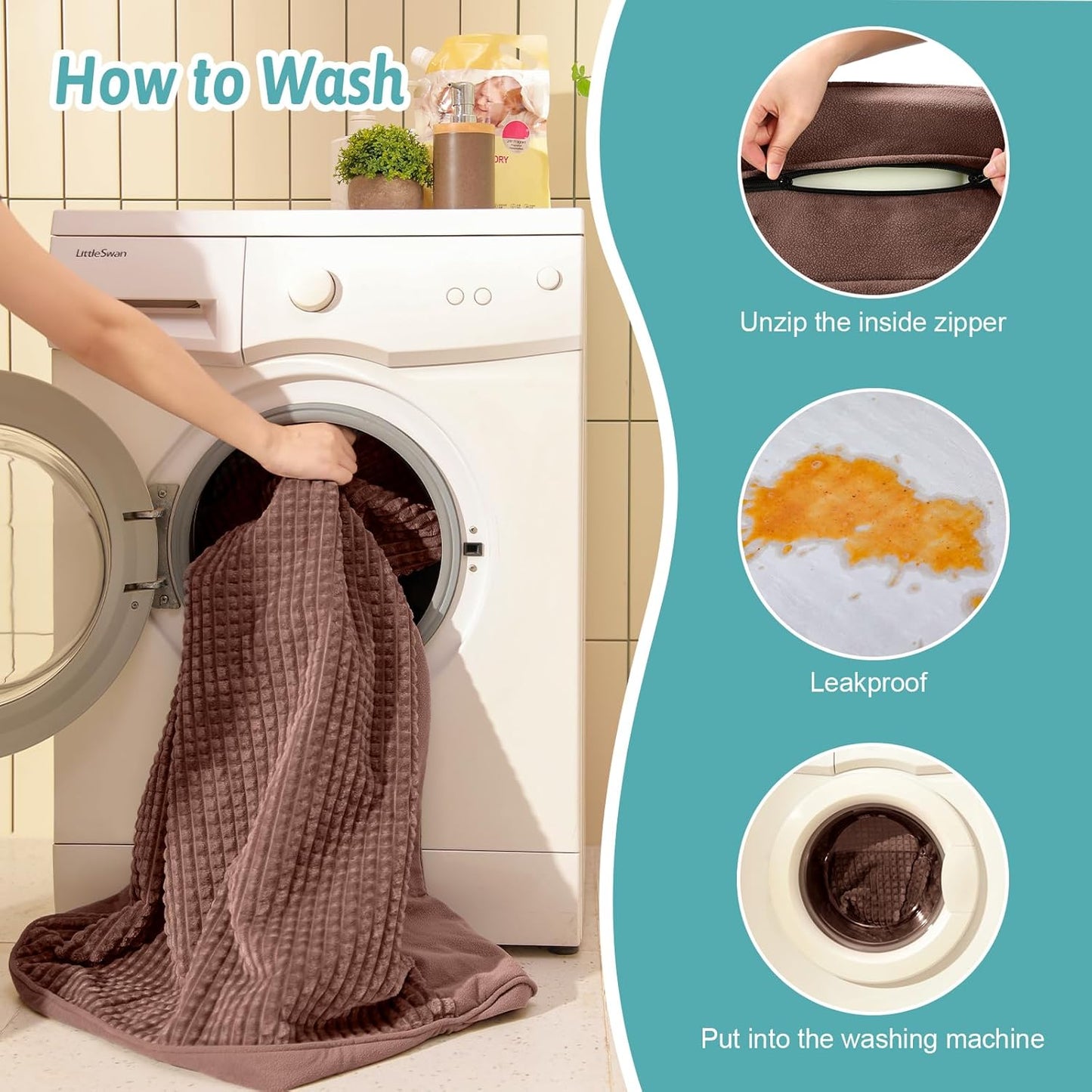 Orthopedic Dog Beds for Medium Size Dog, Pet Couch for Dog Cat, Supportive Foam Bolster Sofa with Waterproof Lining Cover, Anti-Slip, Comfort, Washable, 30x20x7.5 in, U Shape, Brown